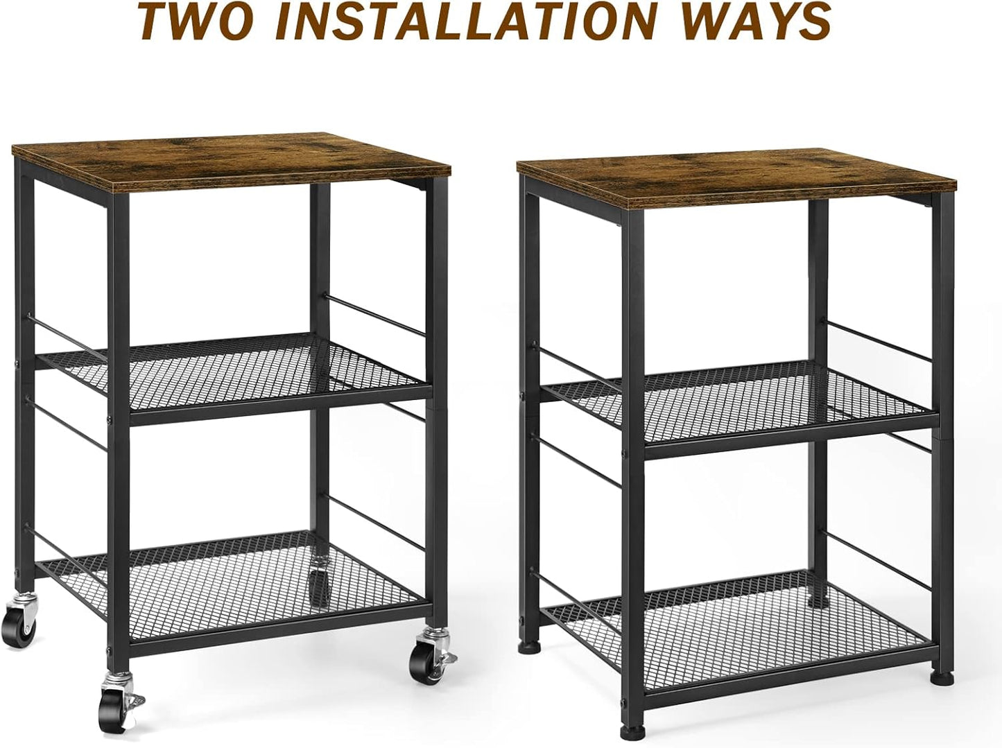 OYEAL Small Nightstand Industrial Square End Table with Storage Shelf Farmhouse Sofa Side Table for Small Spaces, Narrow Bedside Table for Living Room Bedroom, Stable Metal Frame, Rustic Brown