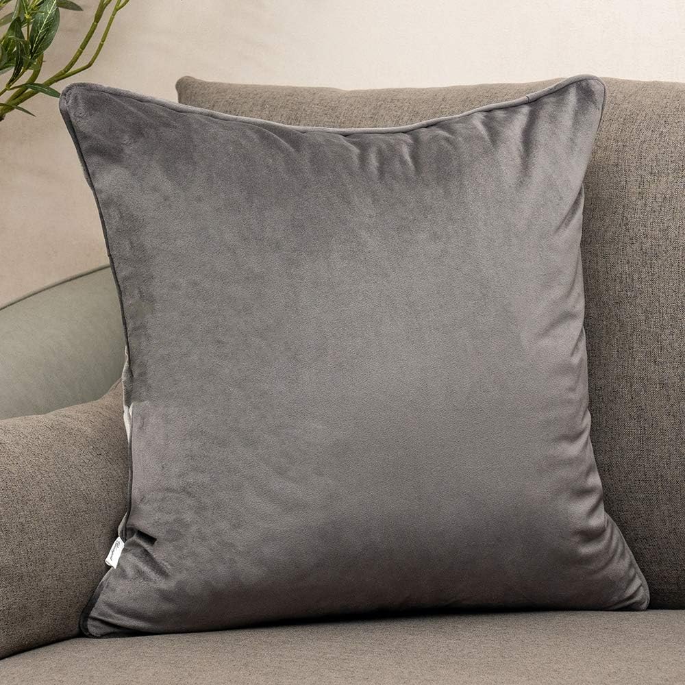 Yangest Silver Grey Square Throw Pillow Cover Wavy Velvet Cushion Cover Modern Zippered Pillowcase for Sofa Couch Bedroom Living Room Chair, 18 x 18 Inch