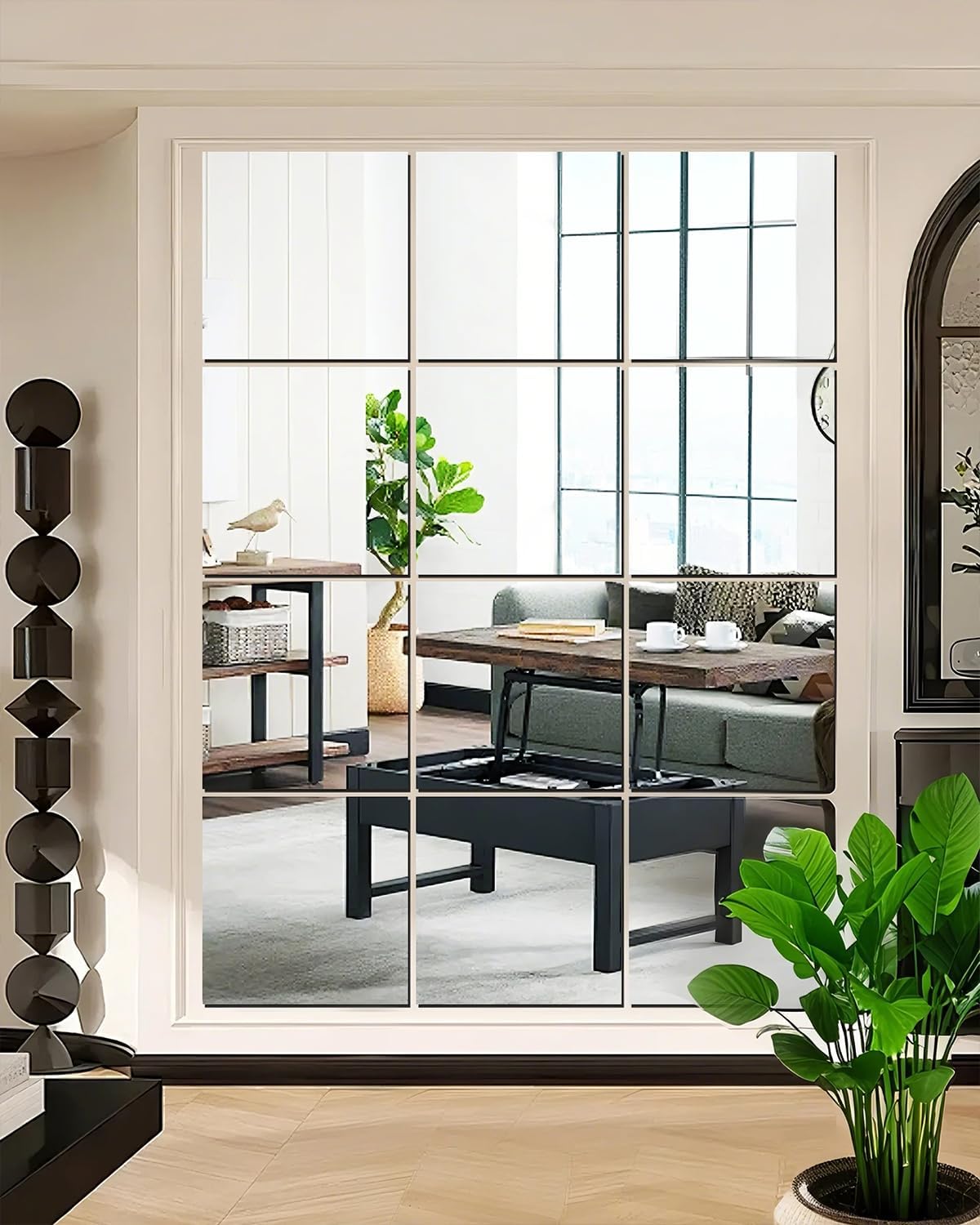 12" x 12" Glass Wall Mirror Tiles for Wall, Frameless Full Length Mirrors Wall Mounted for Home Gym Mirror Yoga Bedroom Dancing Studio Dressing Room (12PCS)