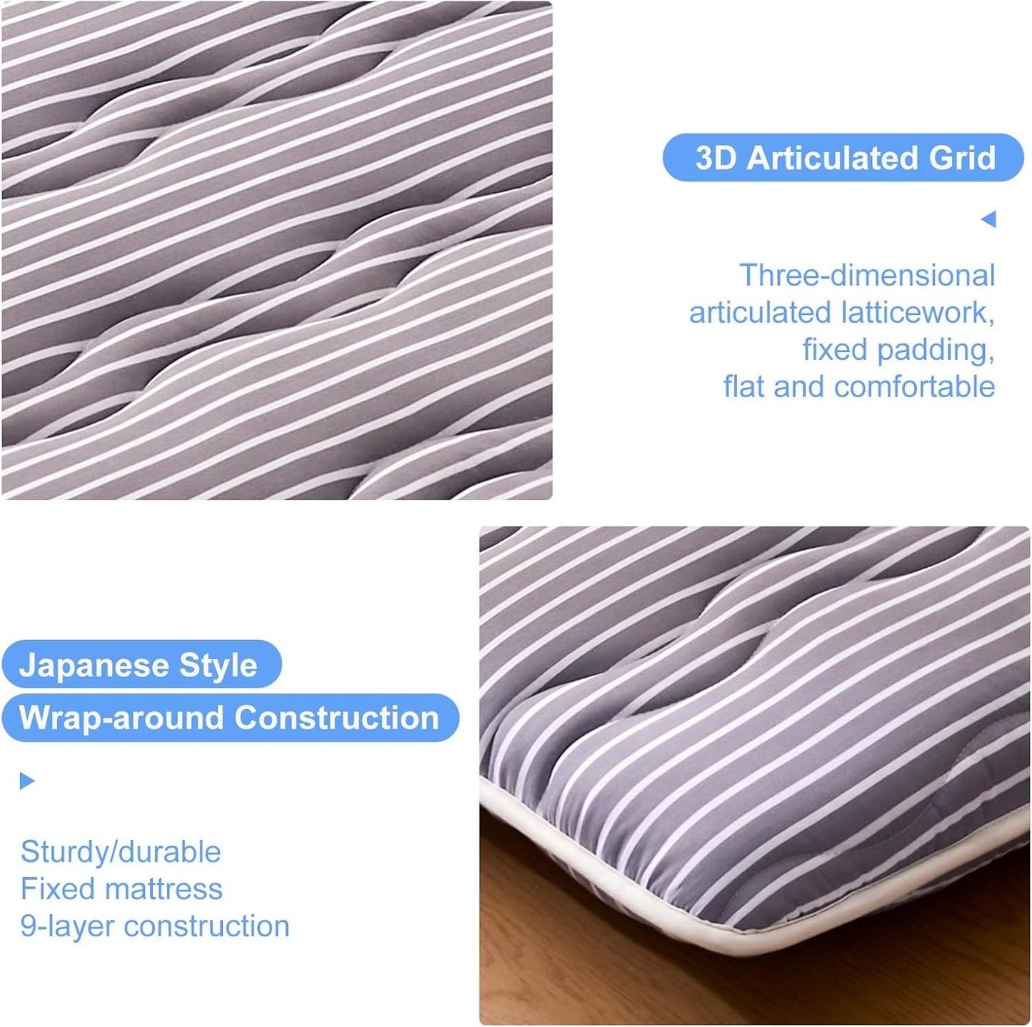 Premium Foam Japanese Floor Mattress Futon Mattress,100% High Density Comfortable Foam,Thicken Tatami Mat Sleeping Pad,Portable Kids Adults Sleeping Mats for Guest Room, Dormitory
