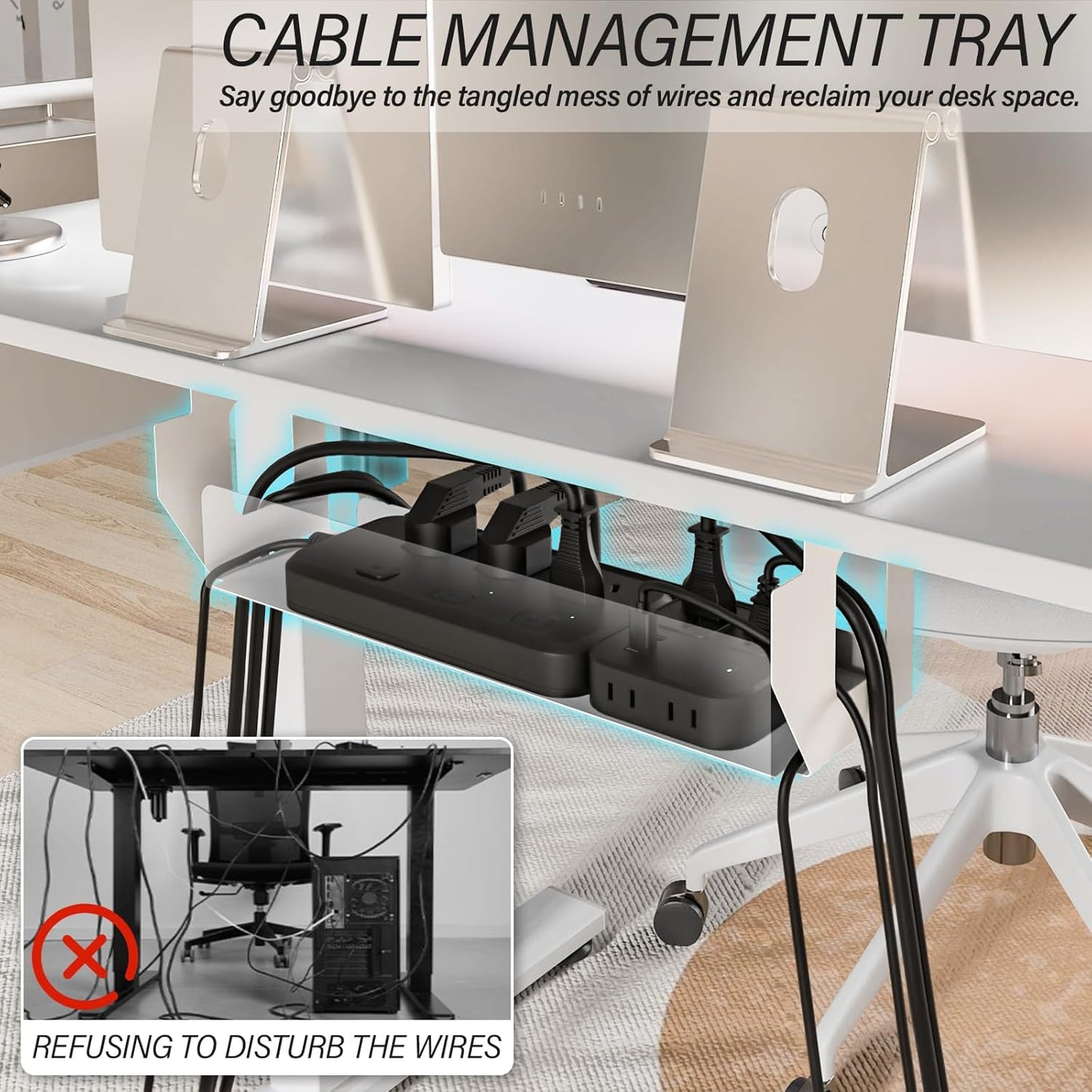 Kingant Electric Standing Desk Height Adjustable Stand Up Desks [48x 20 Inch] - Sit Stand Desk Ergonomic Rising Desks Computer Stand Desk for Home Office Workstation & Cable Management