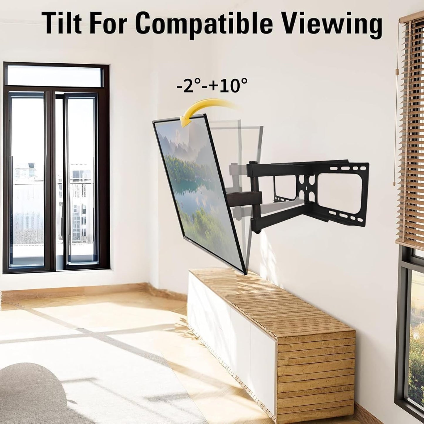 Full Motion TV Wall Mount for 37-80" TVs, Cold-Rolled Steel, VESA 200x200 to 600x400mm, Swivel 120° & Tilt, Supports Up to 99lbs, Durable & Easy Installation