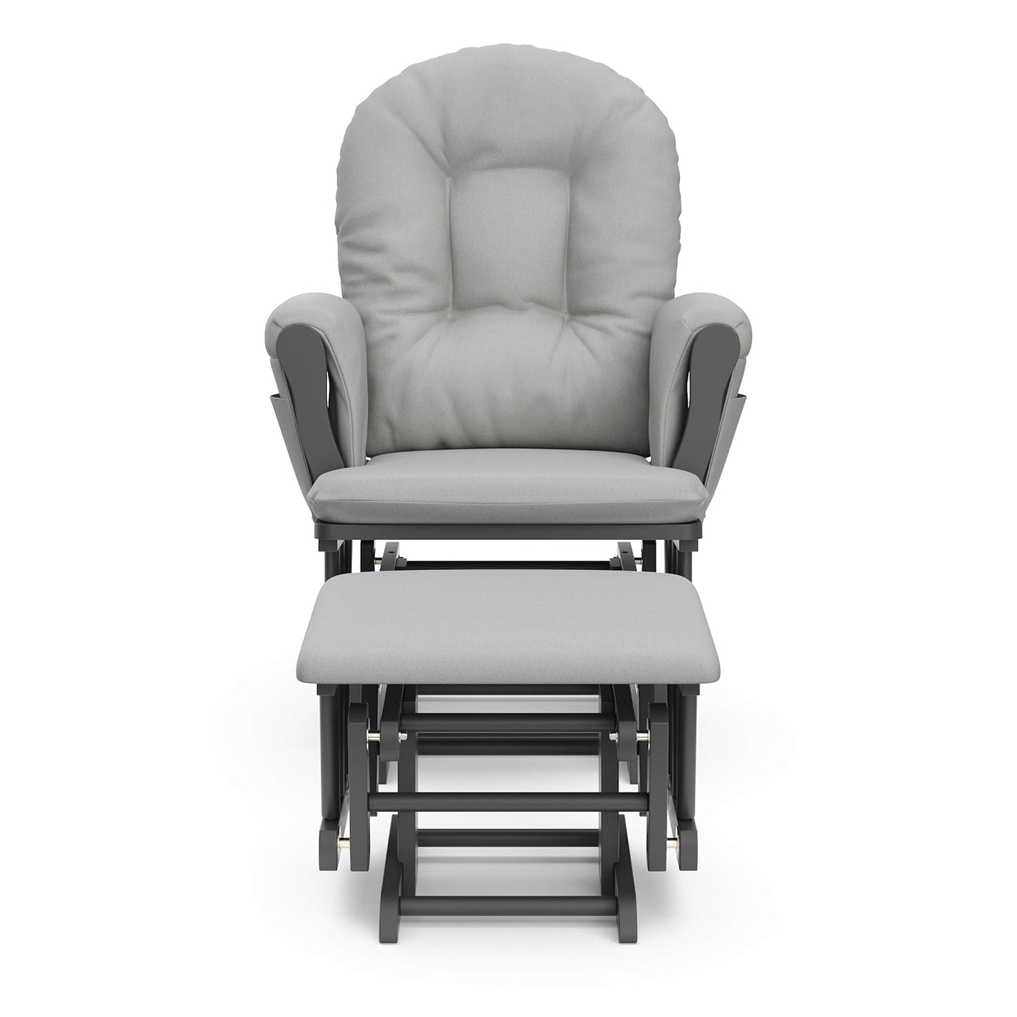 Storkcraft Premium Hoop Glider & Ottoman (Pebble Gray/Light Gray) — GREENGUARD Gold Certified Nursery Glider, Solid Wood Craftsmanship, Smooth-Gliding Nursery Chair and Ottoman, Award-Winning