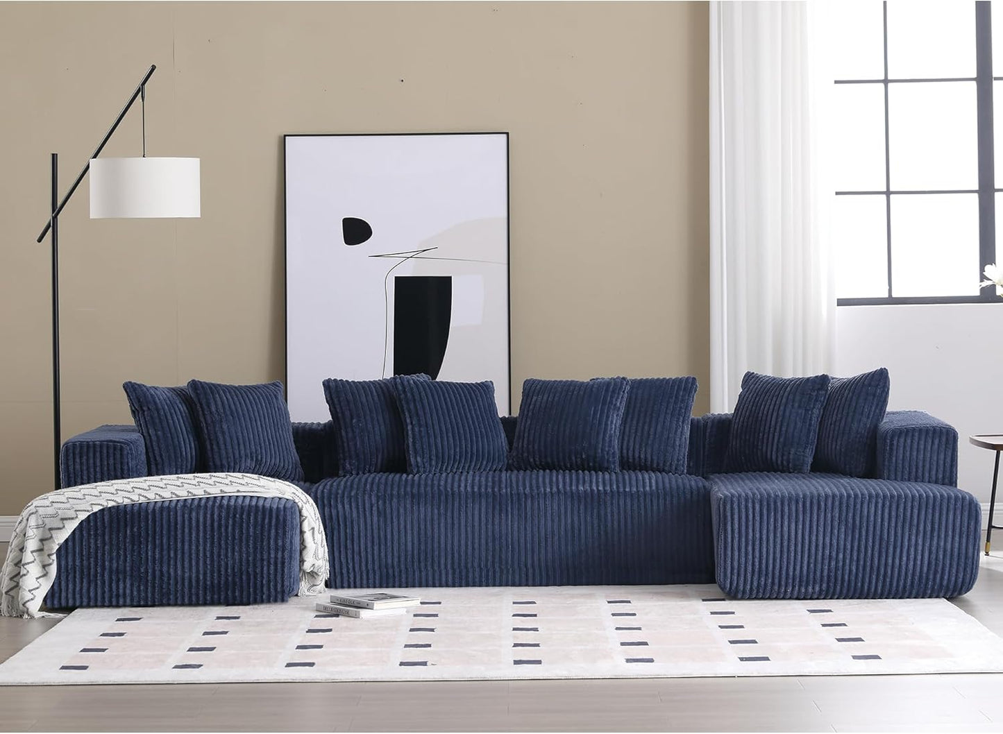 Free Combination Cloud Boneless Modular Sectional Sofa with Chaise Lounge,Modern Minimalist Upholstered Couches, Oversized U Shaped Lounge Sofa Couch w/ 8 Pillows