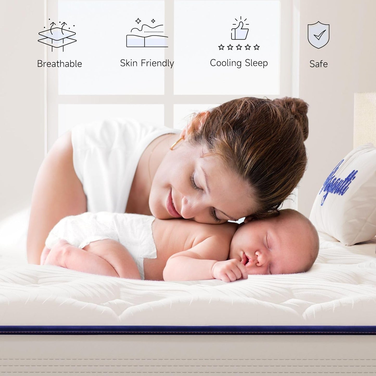 Vesgantti Queen Mattress, 10 Inch Hybrid Innerspring Mattress in a Box with Memory Foam, Durable Support & Pressure Relief, Medium Firm Feel