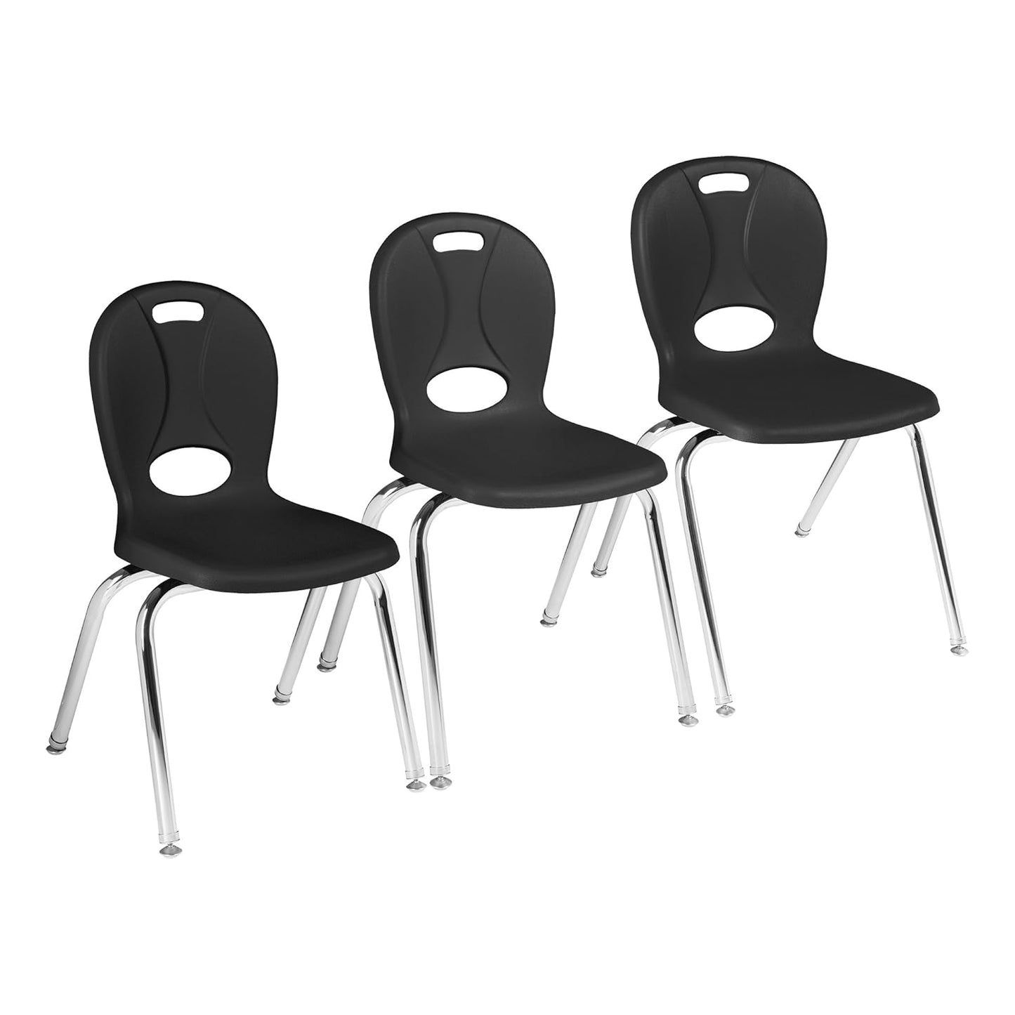 Learniture LNT-116-CSW-BK Learniture Structure Series Stackable School Chairs for Classroom, 16" Seat Height, Black, Pack of 4