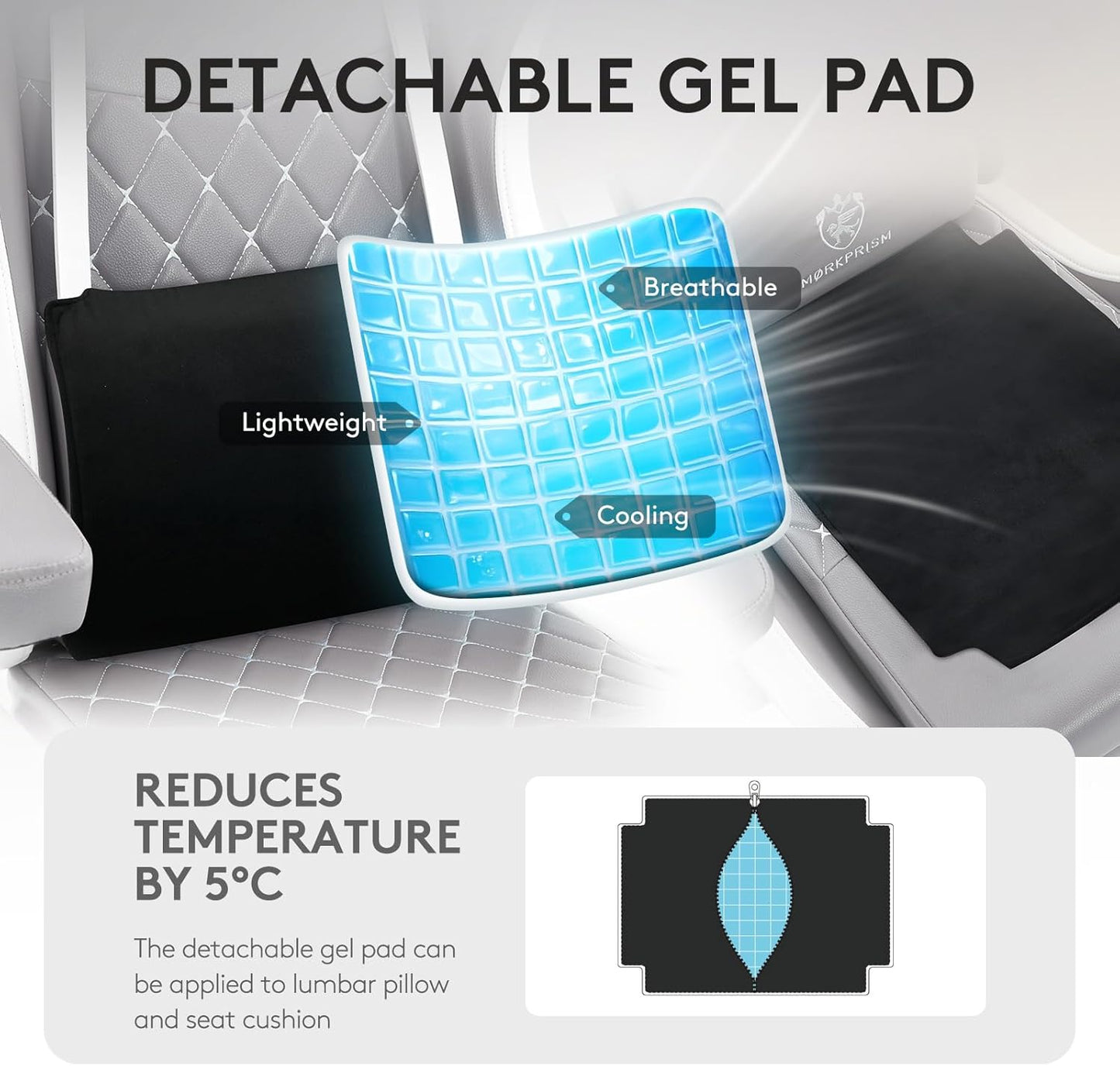 Gaming Chair,Computer Office Chair with Footrest,Massage Lumbar Support and Gel Pad,Ergonomic Reclining Leather Gamer Chair with Headrest,Adjustable Armrests and Spring Cushion Grey White