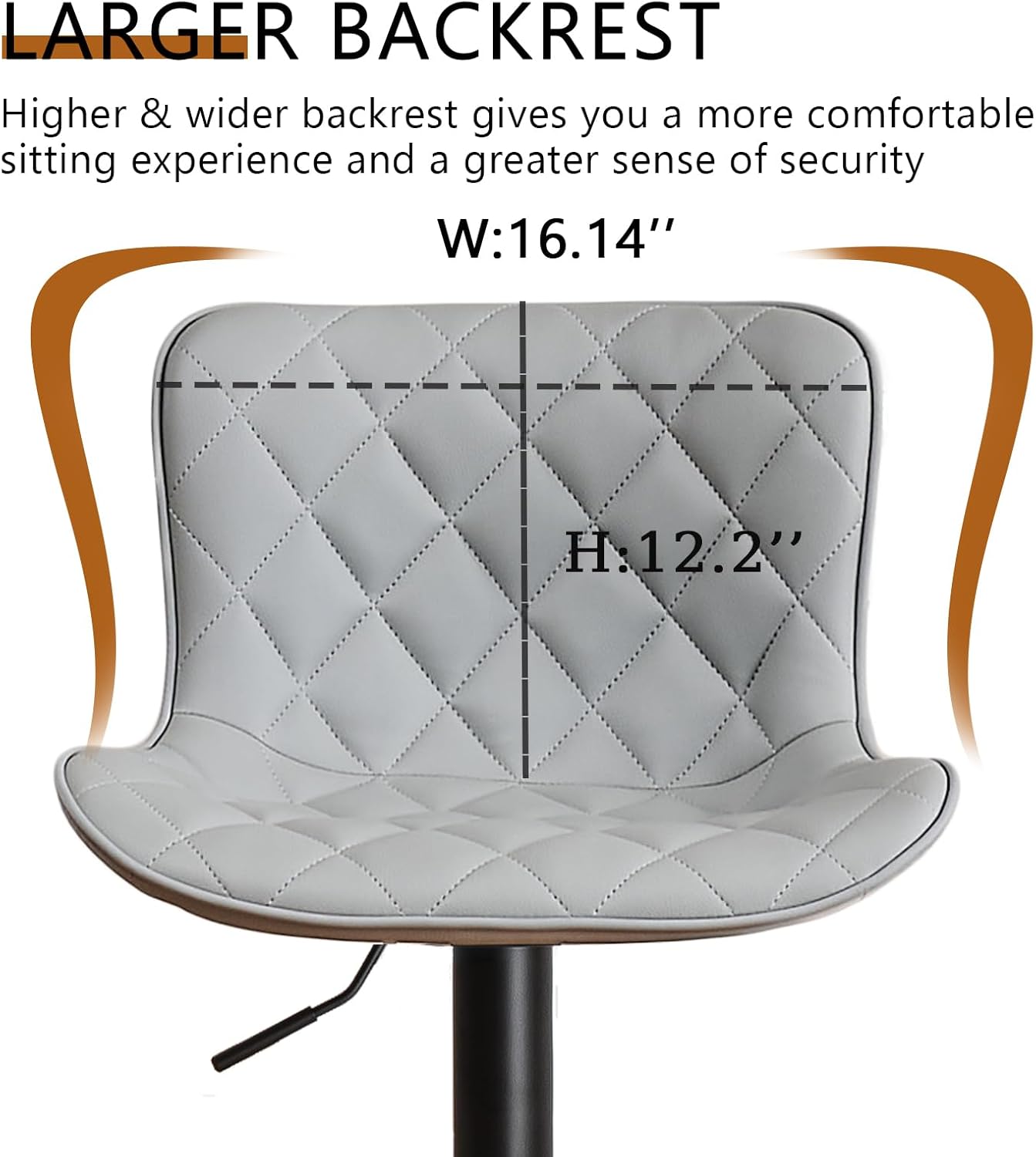 YOUNUOKE Bar Stools Set of 2 Faux Leather Barstools with Back Modern Swivel Counter Height Stools Adjustable Tall Bar Chairs for Kitchen Islands, Lattice Grey