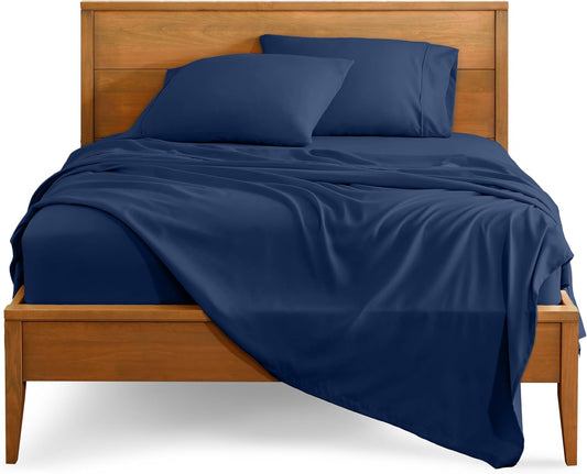 Bare Home Twin Sheet Set - 1800 Ultra-Soft Microfiber Twin Bed Sheets - Double Brushed - Deep Pockets - Easy Fit - Extra Soft - 3 Piece Set - Bedding Sheets & Pillowcases (Twin, Dark Blue)