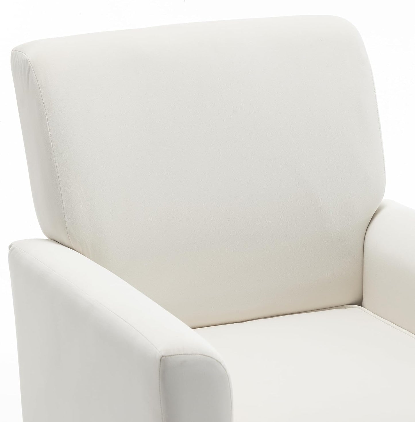 Container Furniture Direct Contemporary Accent Arm Chair with Birch Wood Frame and Velvet Upholstery, Armchair for Office and Living Room Decor, Removable Cushions, Beige