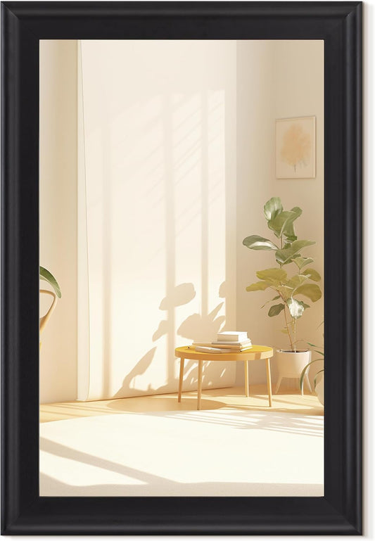CULER Black Wood Wall Mirror for Bathroom,Rectangle 20 x 30 inch Hanging Vatiny Mirrors with Wooden Frame for Living Room,Bedroom,Entryway
