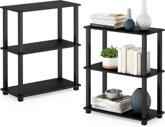 Furinno Turn-S-Tube 3-Tier Compact Multipurpose Shelf 2-Pack Americano/Black