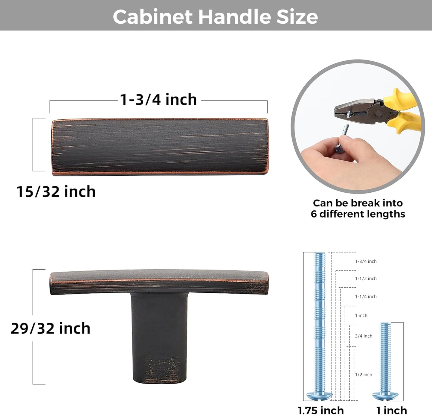 15 Pack Cabinet Handles Single Hole - Curved Cabinet Knobs Oil Rubbed Bronze Drawer Pulls for Kitchen Cupboard Solid Pulls for Dresser Drawer Arch Hardware