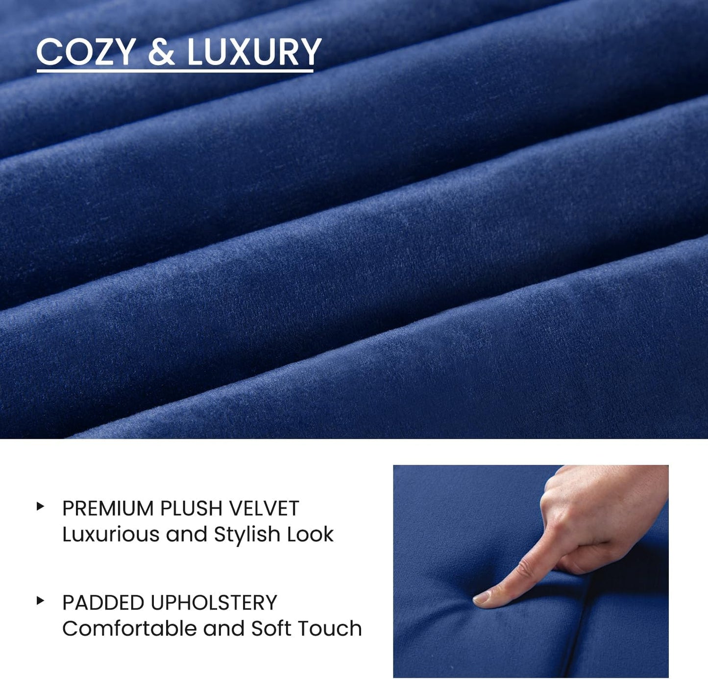 SHA CERLIN King Bed Frame/Velvet Upholstered Platform Bed Frame with Headboard/Strong Wood Slats Support/Mattress Foundation/No Box Spring Needed - Dark Blue