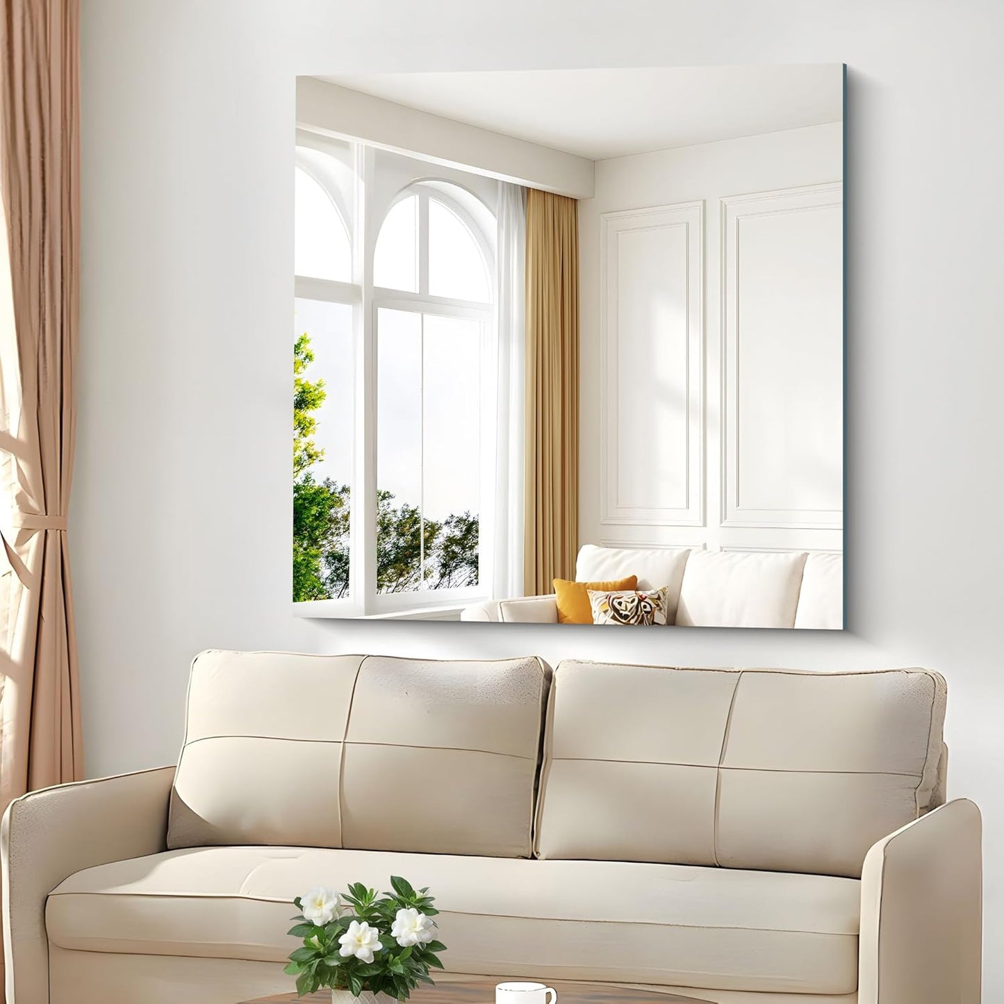 Frameless Mirror, 42x42 inch Square Bathroom Mirrors for Wall, Upgraded Shatterproof Vanity Mirror Over Sink with Polished Edge for Bathroom,Bedroom,Living Room and Entryway