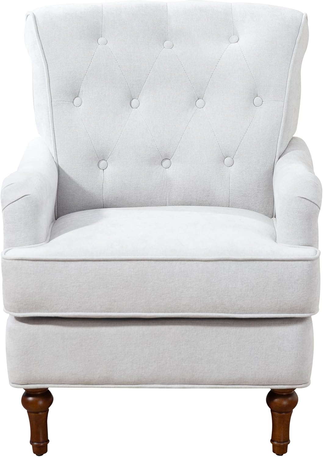 Ball & Cast Comfy Chenille Club Sofa Living Room Chairs,Accent Chair with Springs Cushions & Retro Wooden Legs,Reading Armchair for Bedroom,Office,Oatmeal