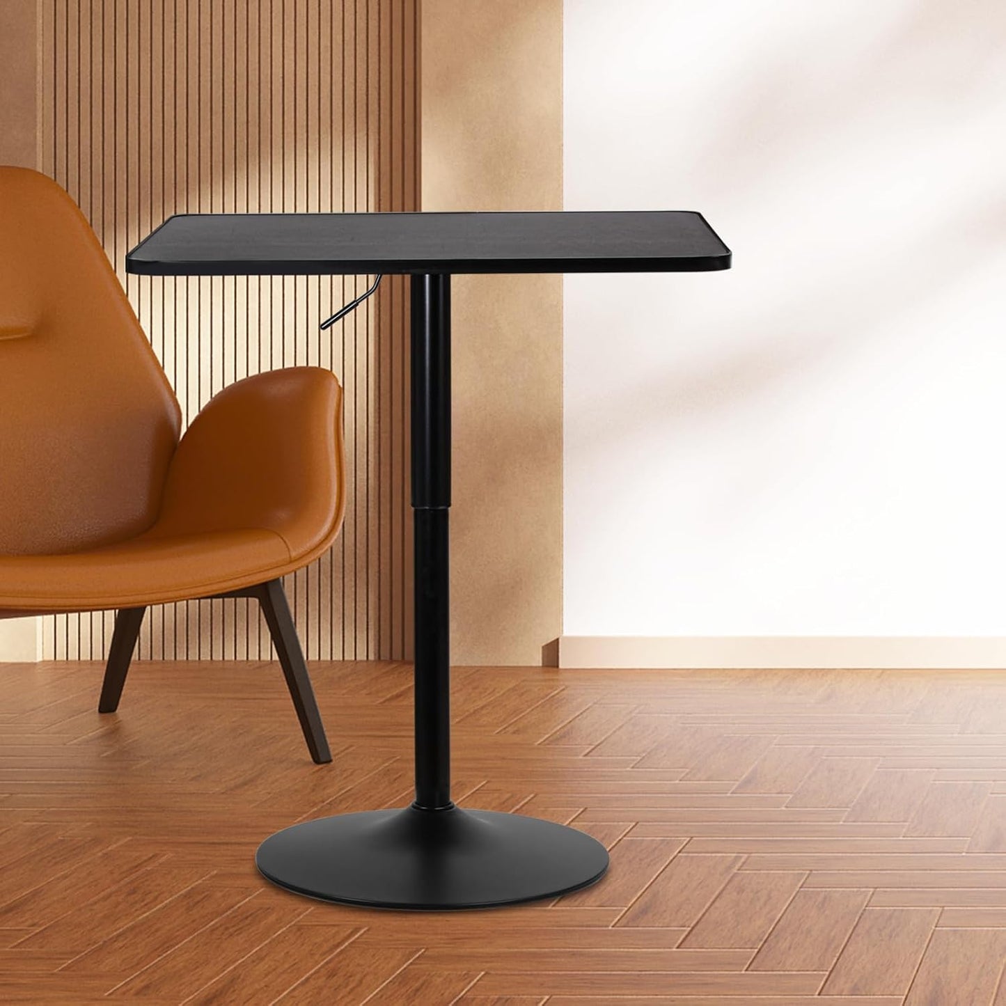 Athena Collection Modern Bar Table Square Top Height Adjustable, Tall Bistro Pub Cocktail Table Height Top and Sturdy Base, Suitable for Home Kitchen Pub Restaurant Outdoor, Black