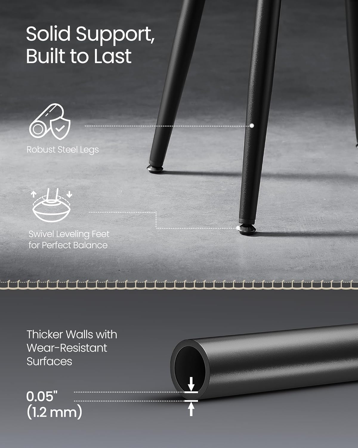 VASAGLE EKHO Collection - Bar Stools Set of 2, Bar Height Bar Stools, Kitchen Counter Stools, Mid-Century Modern Backless Counter Stools, 30-Inch Tall, Kitchen Island Home Bar, Ink Black