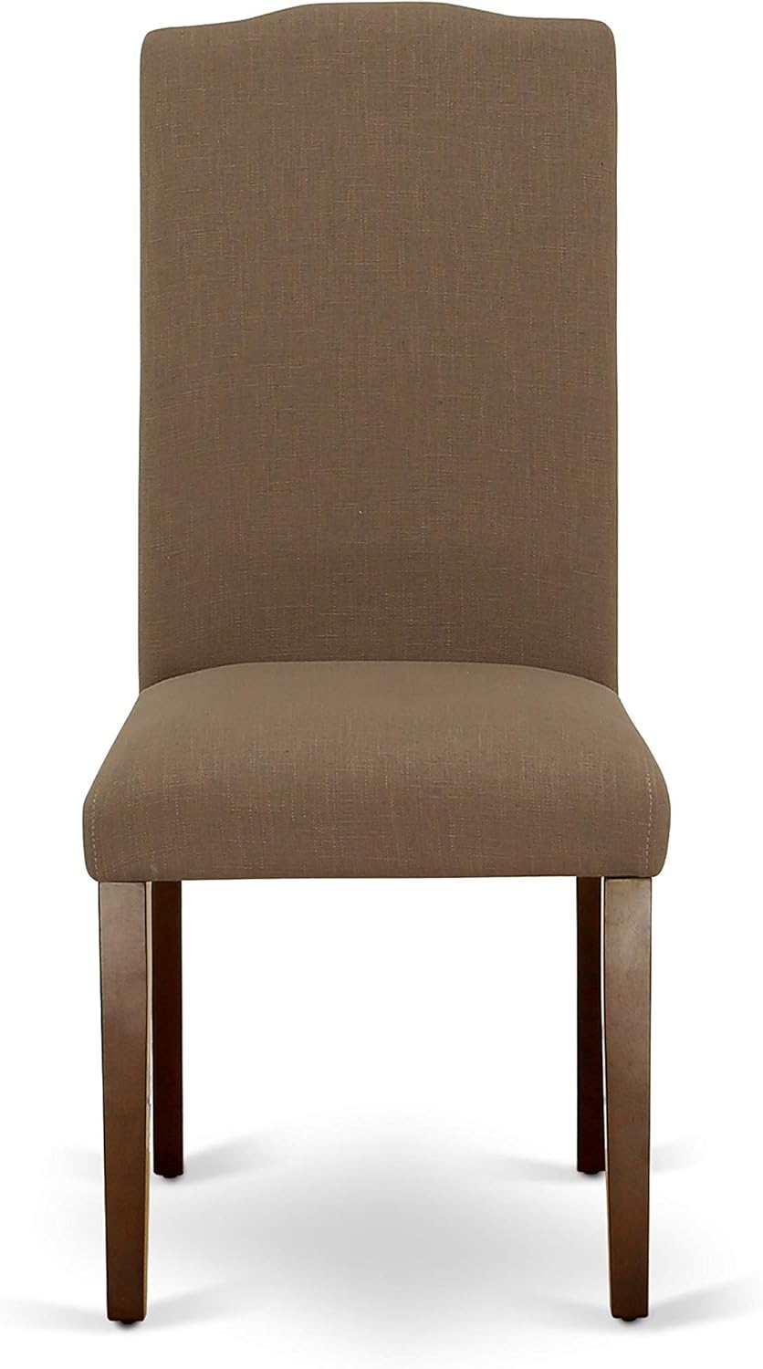 East West Furniture CAEN5-MAH-18 5 Piece Dinette Set Includes a Rectangle Dining Room Table and 4 Dark Coffee Linen Fabric Upholstered Parson Chairs, 36x60 Inch, Mahogany