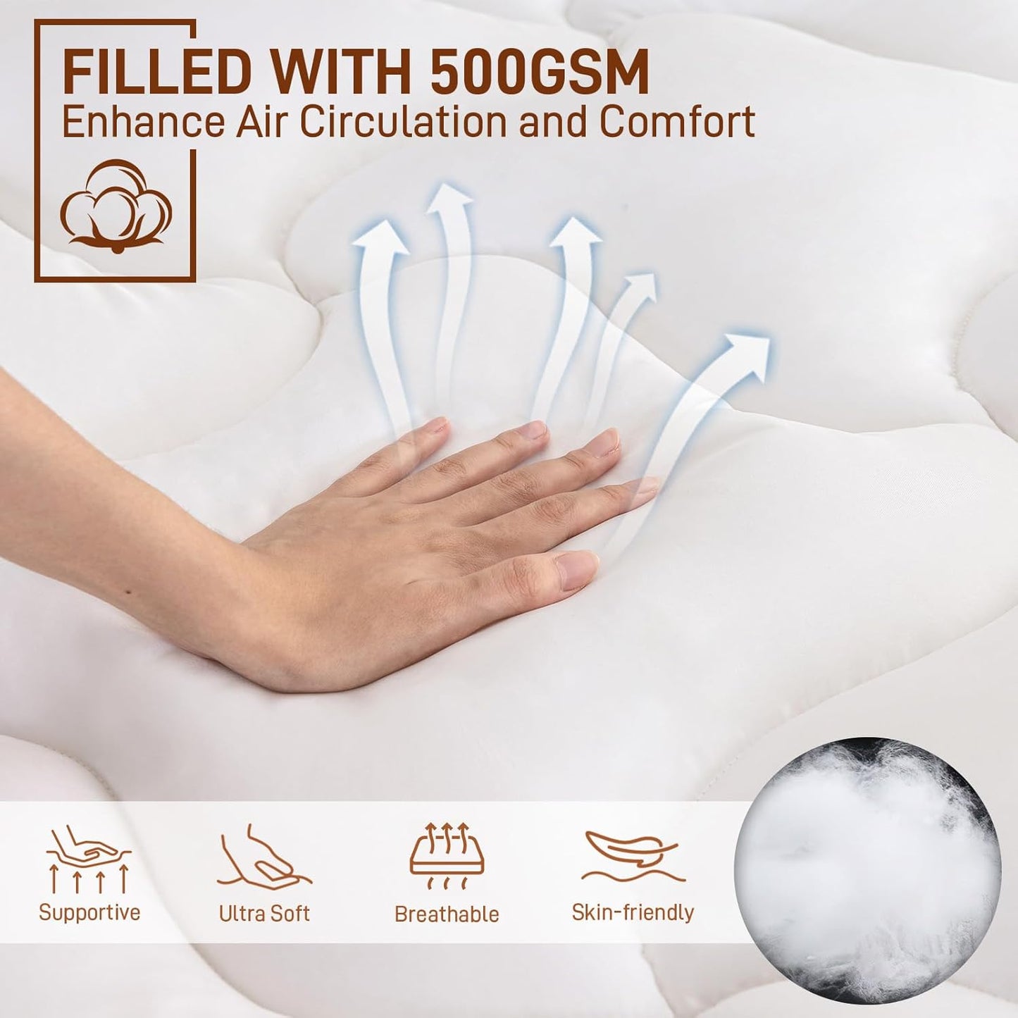 4 Inch Pillow Top Memory Foam Mattress Topper Queen, Dual Layer 2 Inch Gel Memory Foam Plus 2 Inch Pillow Top Cover, White