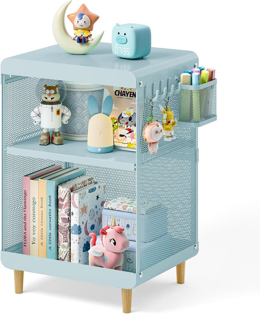 Kids Nightstand,Kids Bedside Table,Teen Girls Night Stand,Toddler Night Stand,End Table for Girls Room Storage,Mint Green Nightstand