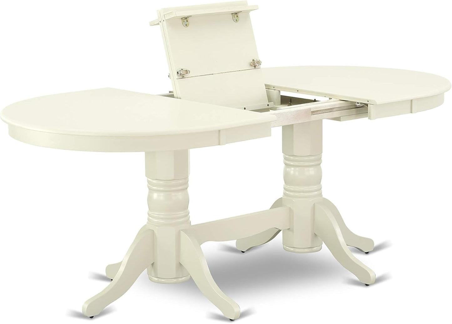 East West Furniture VAKE7-LWH-W 7 Piece Dining Set Consist of an Oval Dining Table with Butterfly Leaf and 6 Kitchen Chairs, 40x76 Inch, Linen White