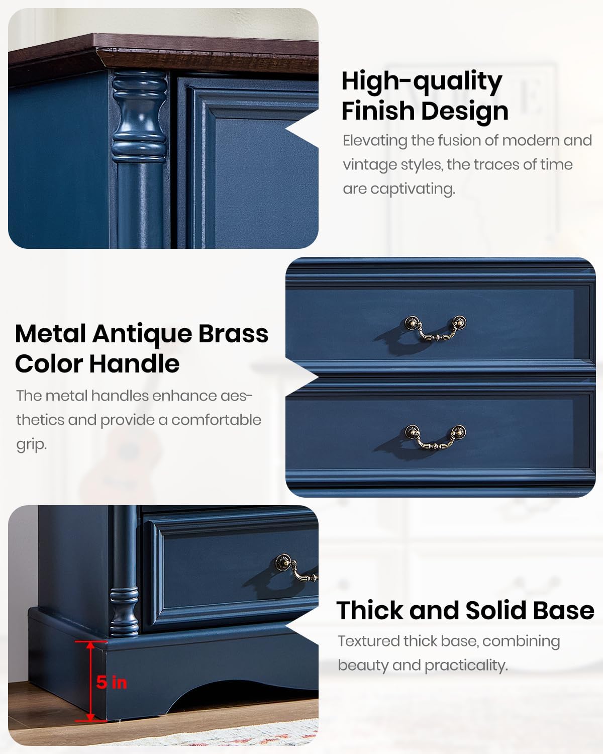 Farmhouse 9 Drawers Dresser for Bedroom with Charging Station, 54" Wide Wood Country Rustic Storage Dressers Organizer, Vintage Design Chest of Drawers TV Stand