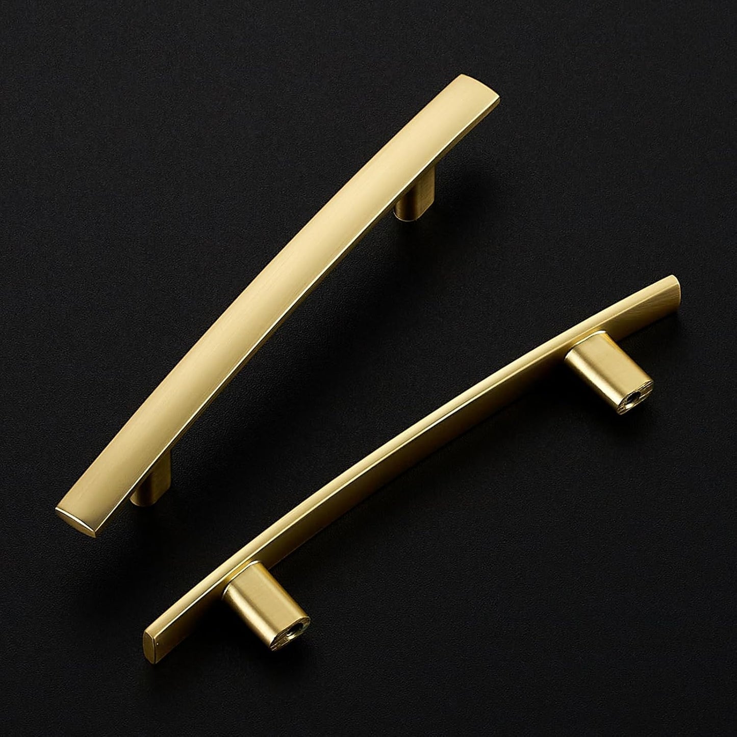 30 Pack Cabinet Handles 3.75" Hole Center - Curved Cabinet Pulls Brushed Brass Drawer Pulls for Kitchen Cupboard Solid Handles for Dresser Drawer Arch Closet Hardware