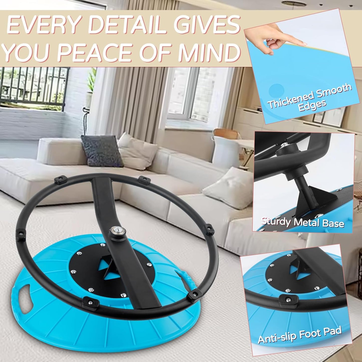 Spinning Chair for Autistic Kids with Handles, Sensory Spinning Chair for Kids, Training Body Coordination and Balance, Sit and Spin, Toys for Autism Toddlers and ADHD Children, Blue