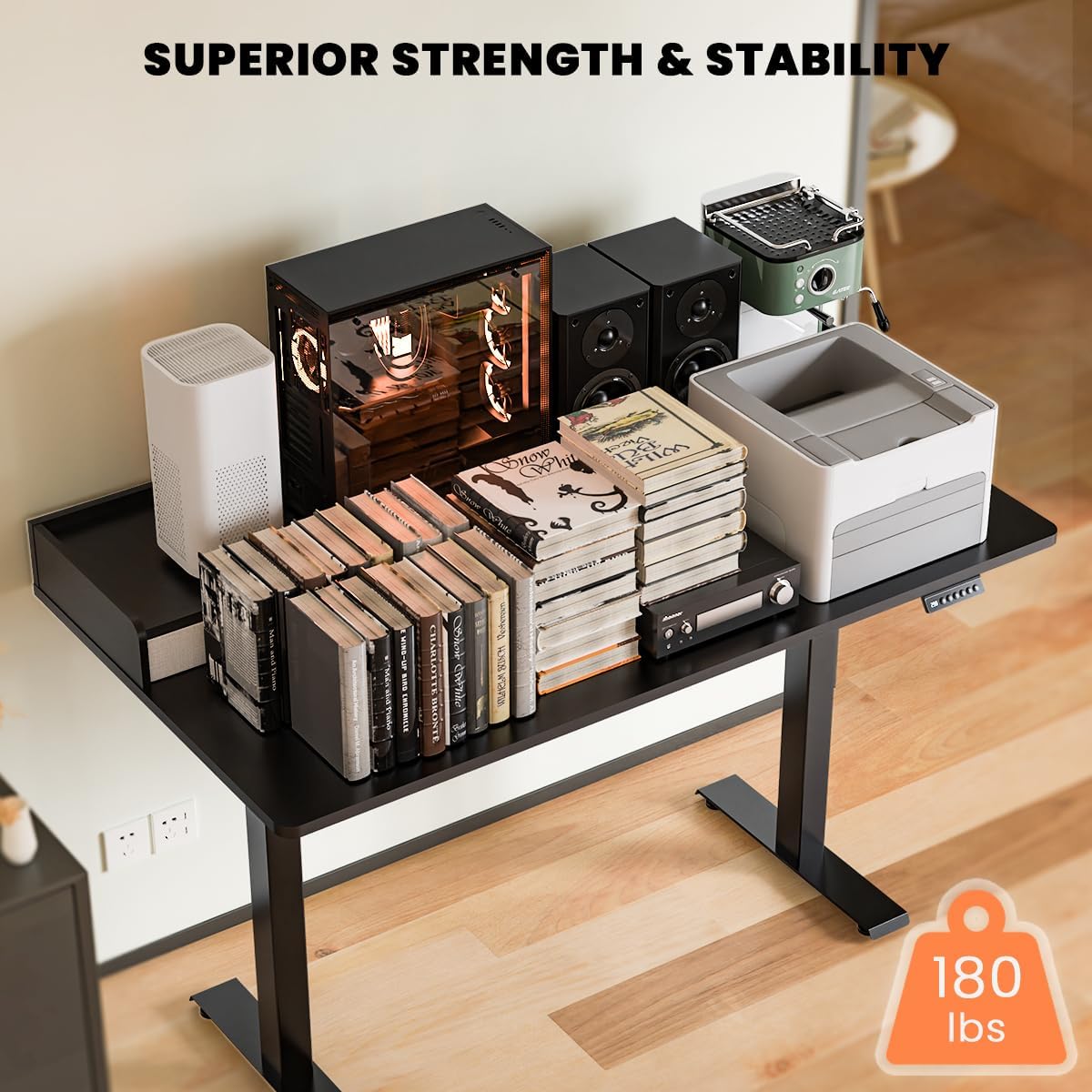 48x30 Inch Electric Standing Desk with Drawers & Widen Desktop, Thickened Desk Frame, Adjustable Height Sit Stand Up Table, Home Office Computer Desk with Cable Management, Classical Black