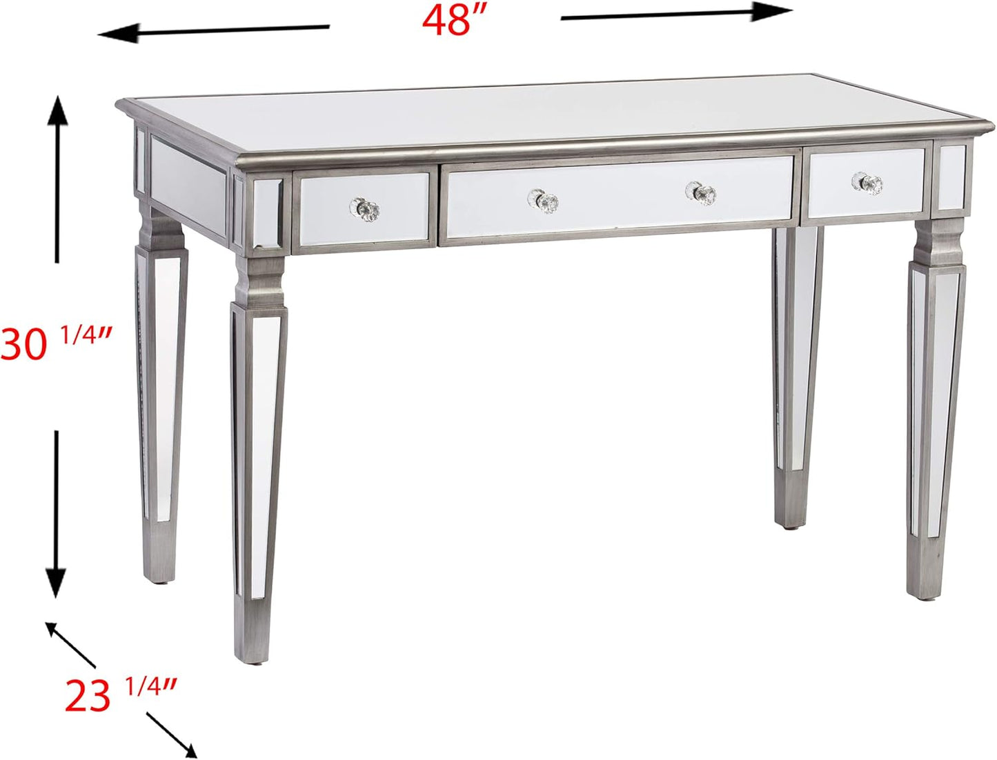 SEI Furniture Wedlyn Mirrored Writing Desk, Silver