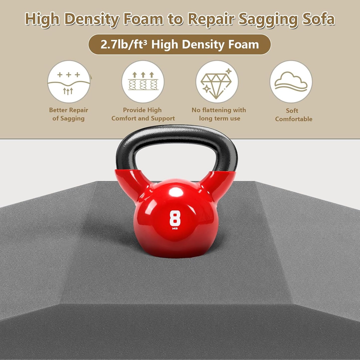 2 Pcs Couch Cushion Support for Sagging Seat High Density Trapezoidal Couch Supports for Sagging Cushions Grey Sofa Cushion Support Under Couch Cushion Support Fixes The Sag Problem