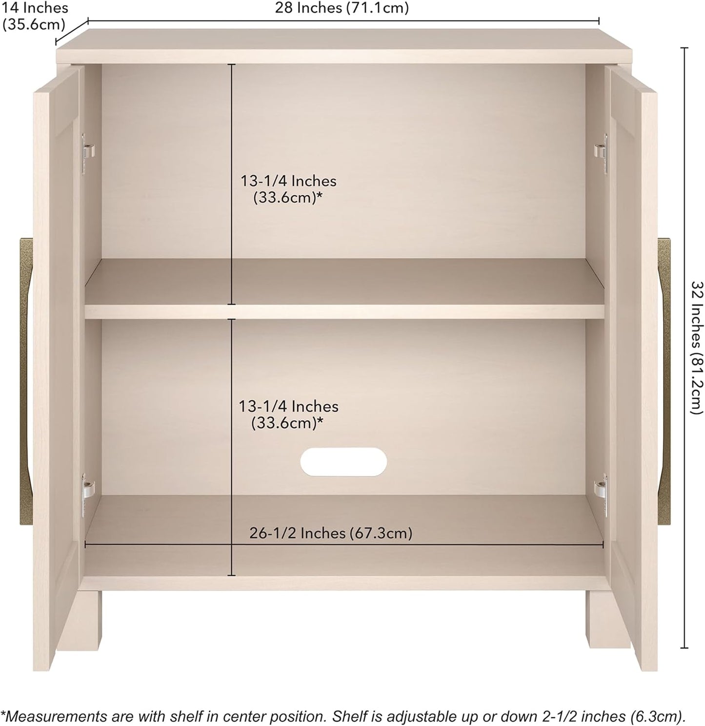 Henn&Hart 28" Wide Rectangular Accent Cabinet in Beech White, for Home, Living Room, Bedroom, Entertainment Room, Office.