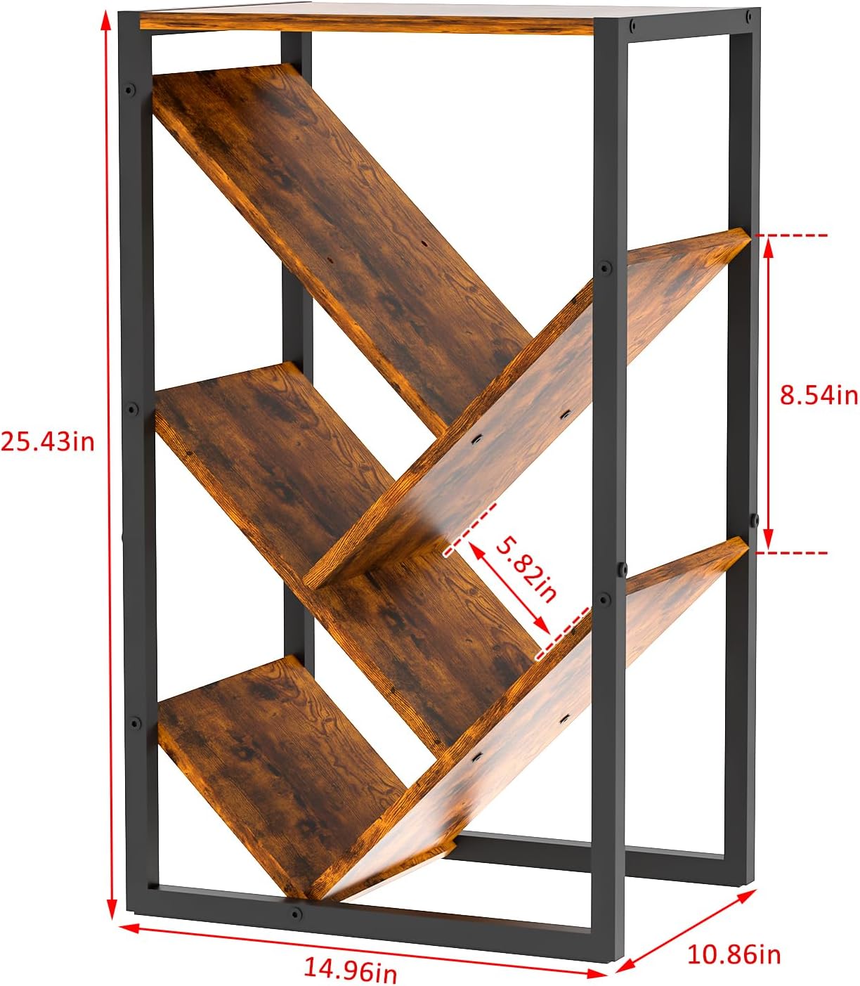 Small Bookcase - 5 Tier Tree Bookshelf with EVA Pads, Book Shelf for Small Spaces Bookshelves Wooden Book Storage Organizer Shelves for Hardcover Books Bedroom Living Room