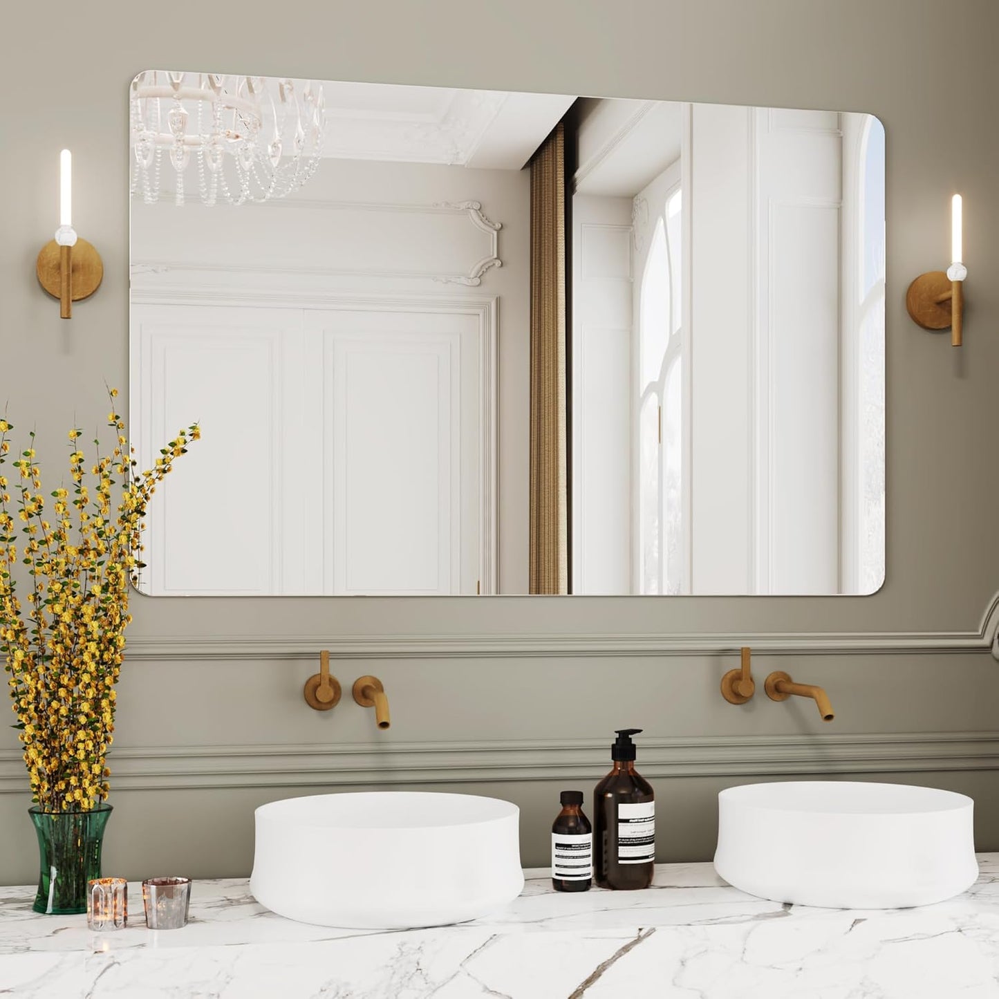 30x48 Bathroom Mirrors for Vanity,Wall Mirrors for Living Room,Frameless Wall Mirrors,Bathroom Mirror for Over Sink