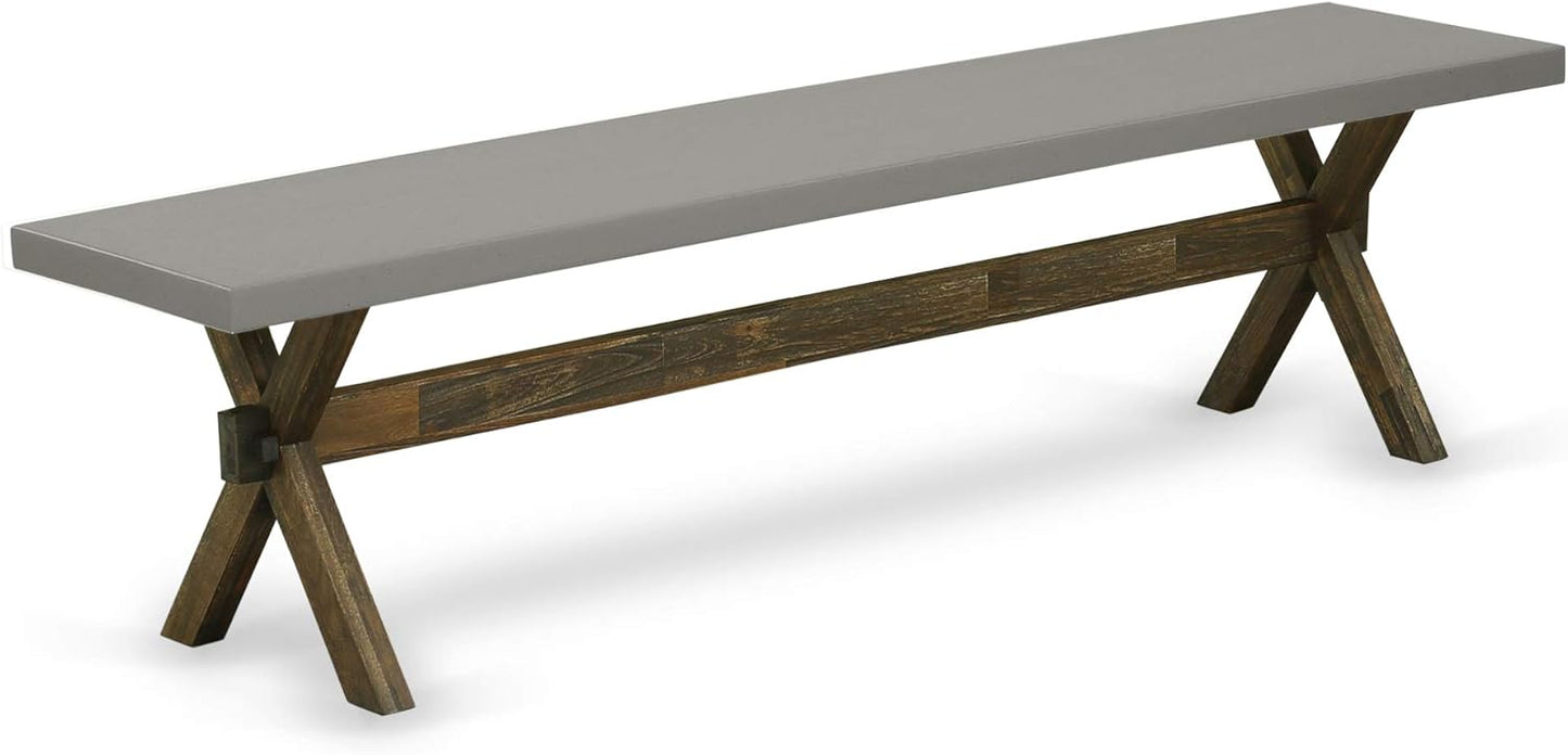 East West Furniture X797MZN32-6 6 Piece Dining Set Contains a Rectangle Dining Room Table with X-Legs and 4 Light Beige Linen Fabric Upholstered Chairs with a Bench, 40x72 Inch, Multi-Color