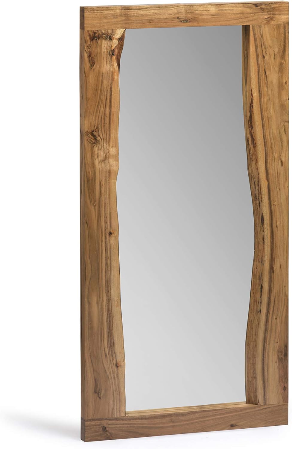 Alpine 24 in. Natural Live Edge Wood Mirror, Wall Bathroom Hanging Decor, Unique Imperfections & Cracks, Clear Natural Finish, Real Wood Ambiance