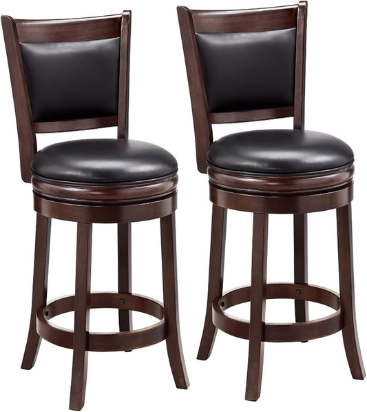 Ball & Cast Swivel Counter Height Barstool 24 Inch Seat Height Cappuccino Set of 2