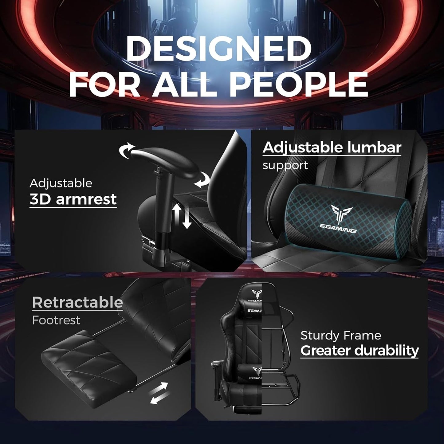 Gaming Chair with 3D Adjustable Armrests, Cow Print Design, Ergonomic Office Chair with High Back, Computer Chair with Footrest,Comfy Diamond Stitching Sest, Game Chair for Adults