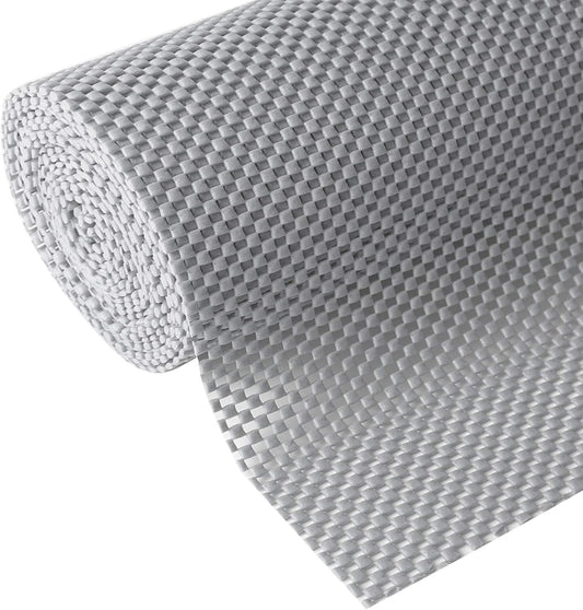 Shelf and Drawer Liner, Non-Adhesive Non Slip and Grip Durable Clean Pad Full Size 17.7 Inches x 20 Feet for Drawers, Shelves, Cabinets, Storage, Kitchen, Desks, Kitchenware, Tableware, Light Gray