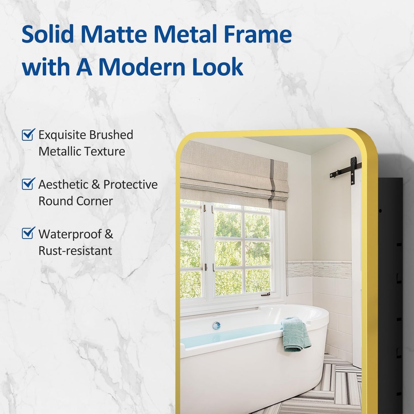 16x24 Inch Mirror Medicine Cabinet for Bathroom Gold Metal Frame Bathroom Medicine Cabinet with Mirror Recessed or Wall Mounted