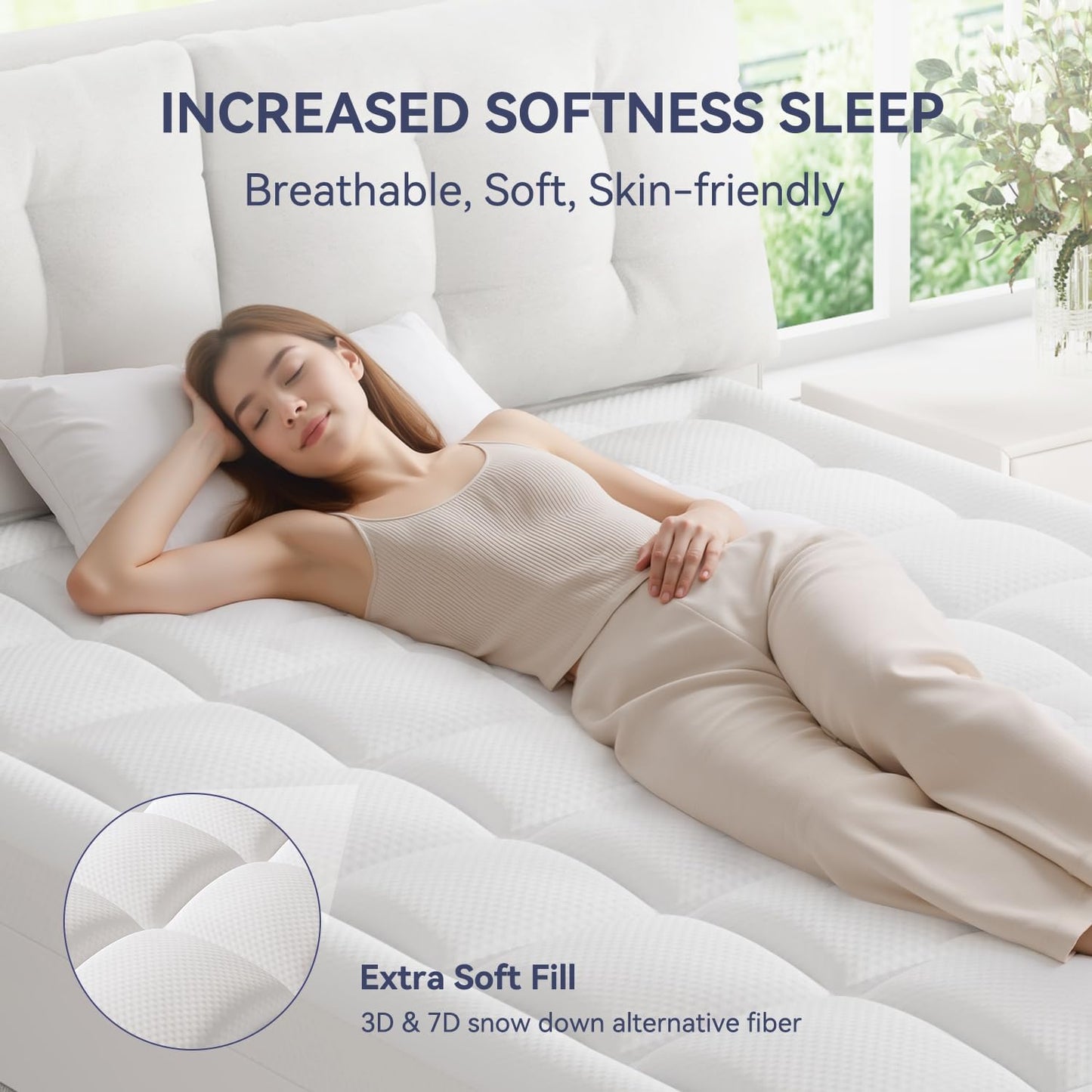 ELEMUSE California King Size Dual Layer 3 Inch Memory Foam Mattress Topper, 2 Inch Cooling Gel Memory Foam and 1 Inch Thick Soft Pillow Top Mattress Pad Cover for Back Pain Relief