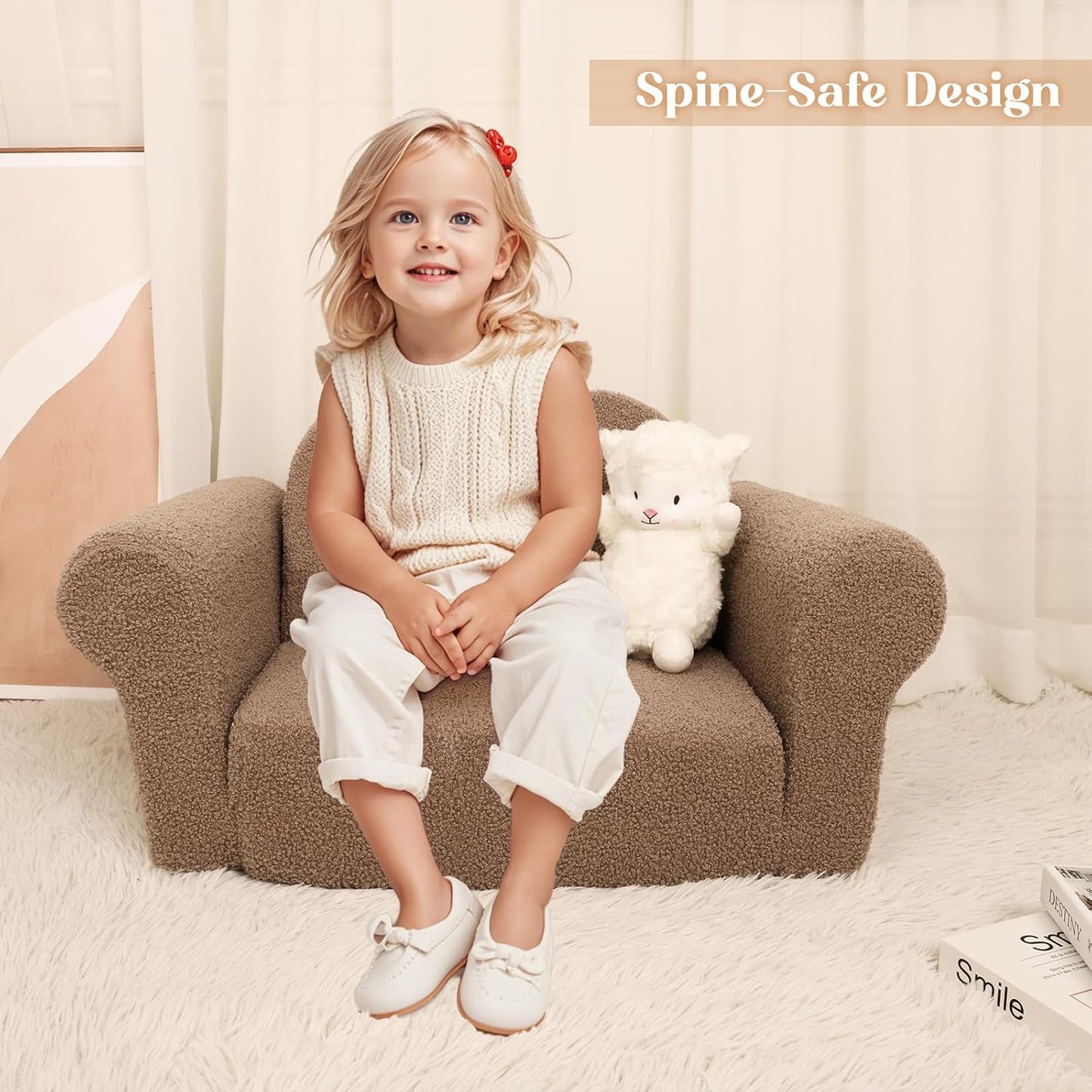 Chairs for Toddler, 2-in-1 Toddler Soft Teddy Baby Couch Fold Out, Convertible Chair to Lounger for Girls and Boys|Safety Certified | Gift for Children