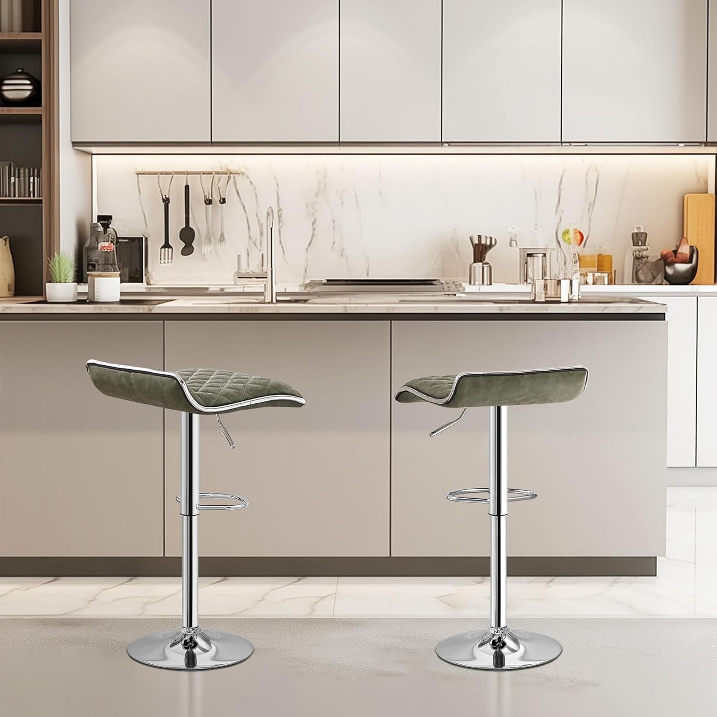 VECELO Adjustable Bar Stools Set of 2, Bar Height Stools for Kitchen Counter