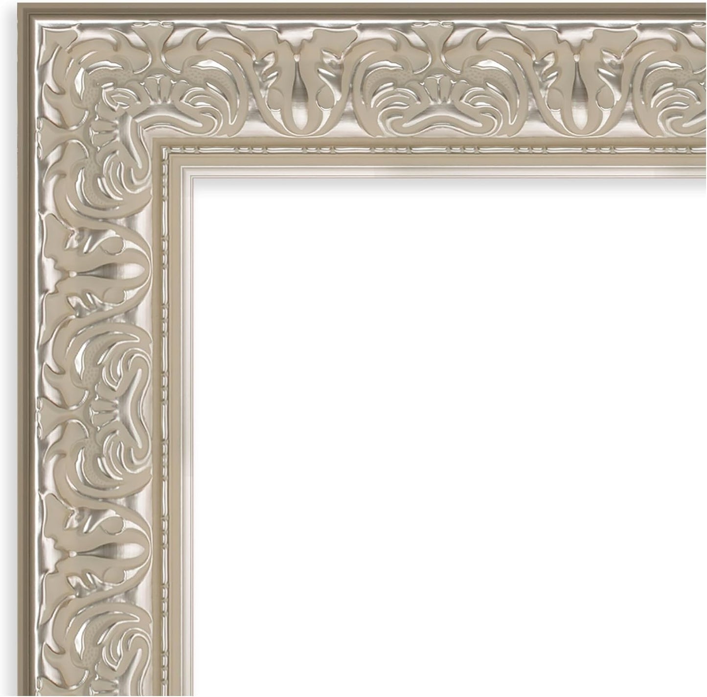 Amanti Art Silver Bathroom Mirror for Over Sink, 29x35 Luxe Silver Cream Rectangle Vanity Mirror, Large Traditional Frame, Hangs Horizonally and Vertically, Bathroom Wall Decor, Beveled Edge