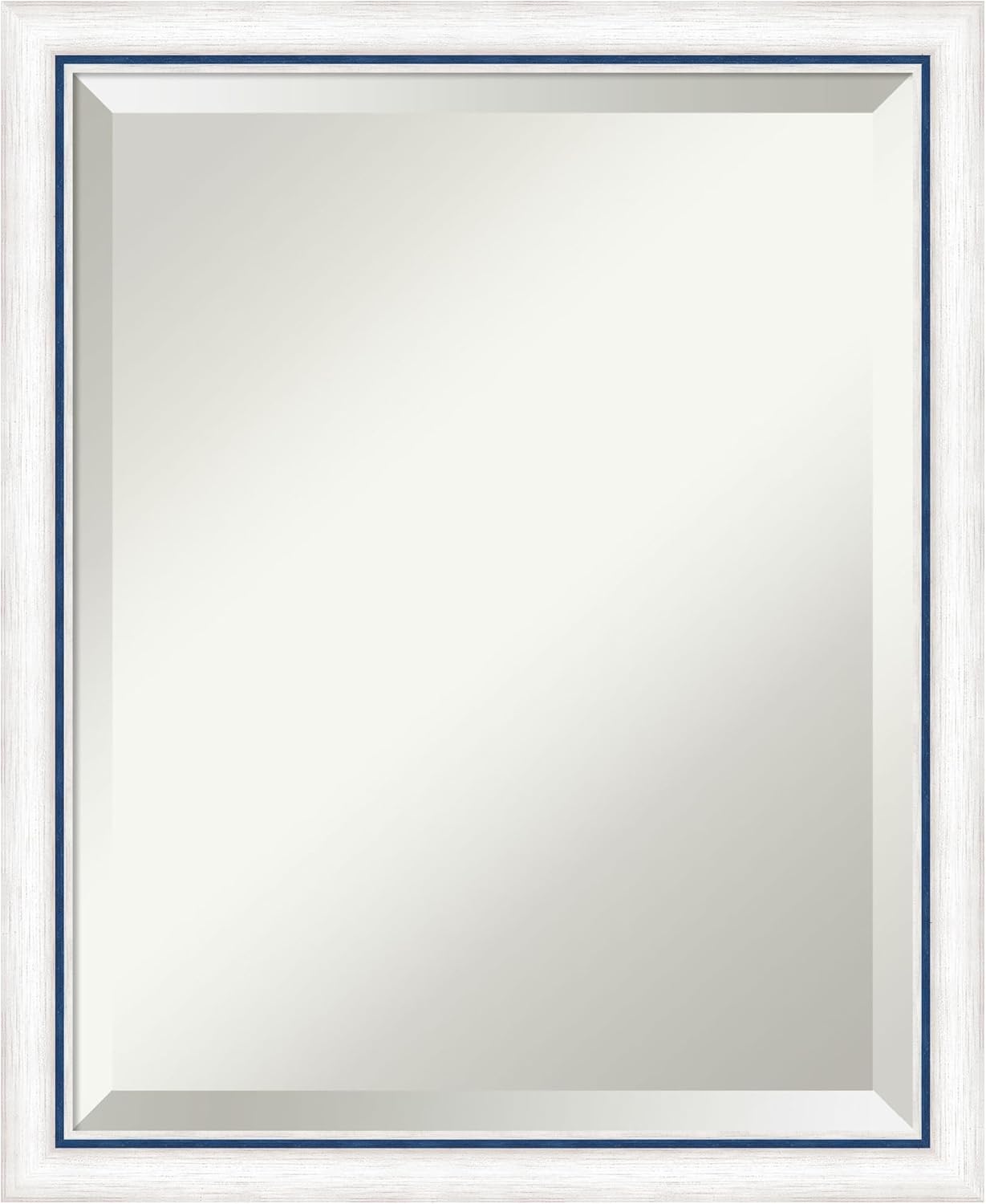 Amanti Art White Bathroom Mirror for Over Sink, 22x18 Morgan White Blue Rectangle Vanity Mirror, Small Modern Contemporary Wood Frame, Hangs Horizonally and Vertically, Bathroom Wall Decor, Beveled