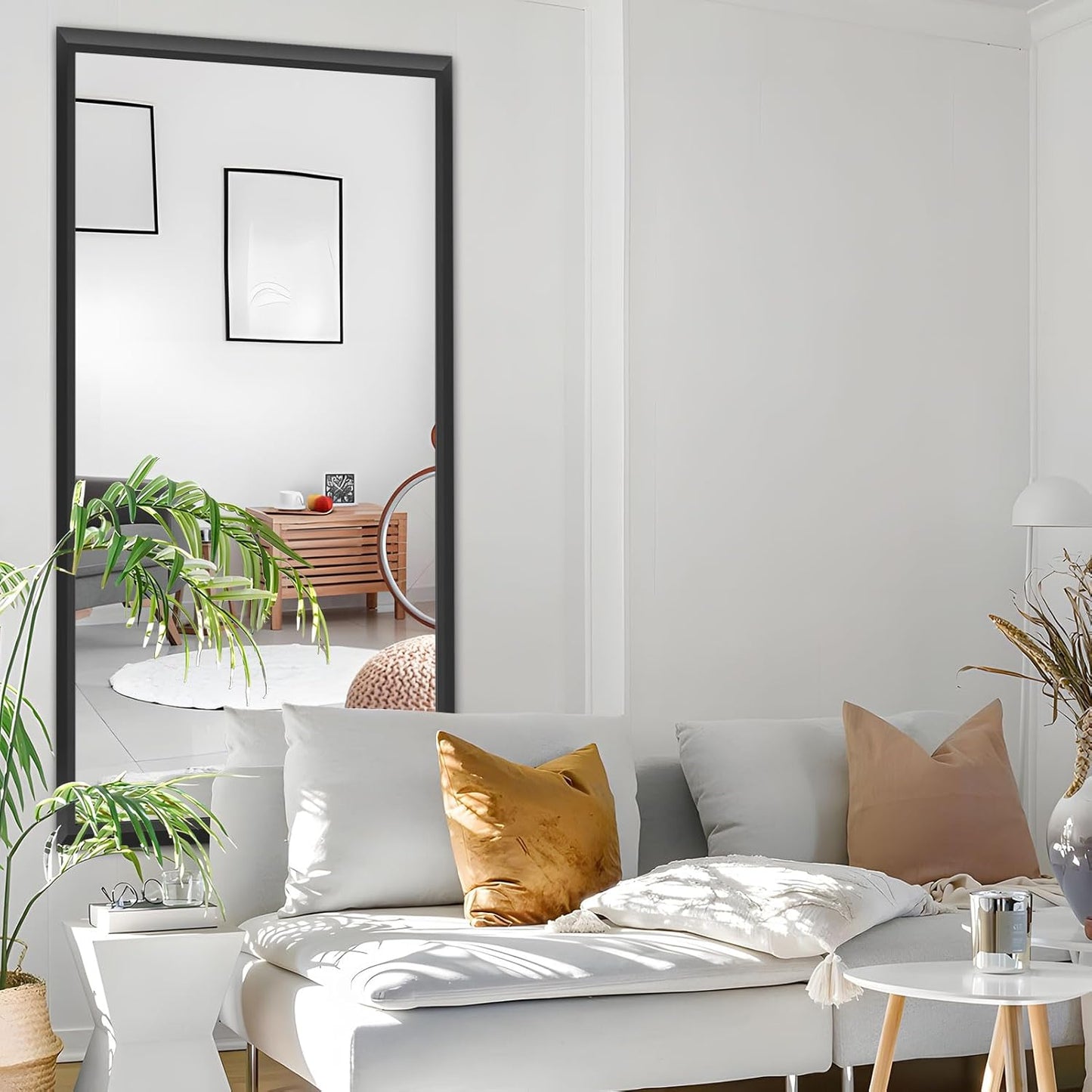 Amorho Black Bathroom Mirror, 72X32 Inch Thick Metal Framed Wall Mirrors for Over 2 Sinks, Bedroom, Living Room, Entryway, Large Rectangle Wall-Mounted Mirrors.