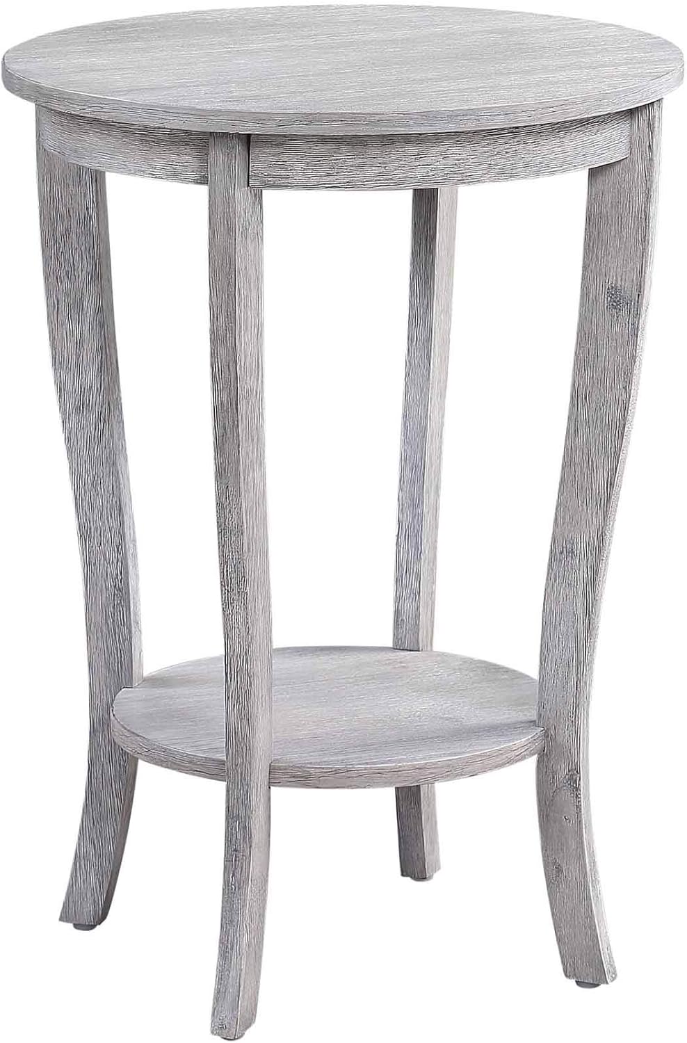 Convenience Concepts American Heritage Round End Table, Light Gray Wirebrush