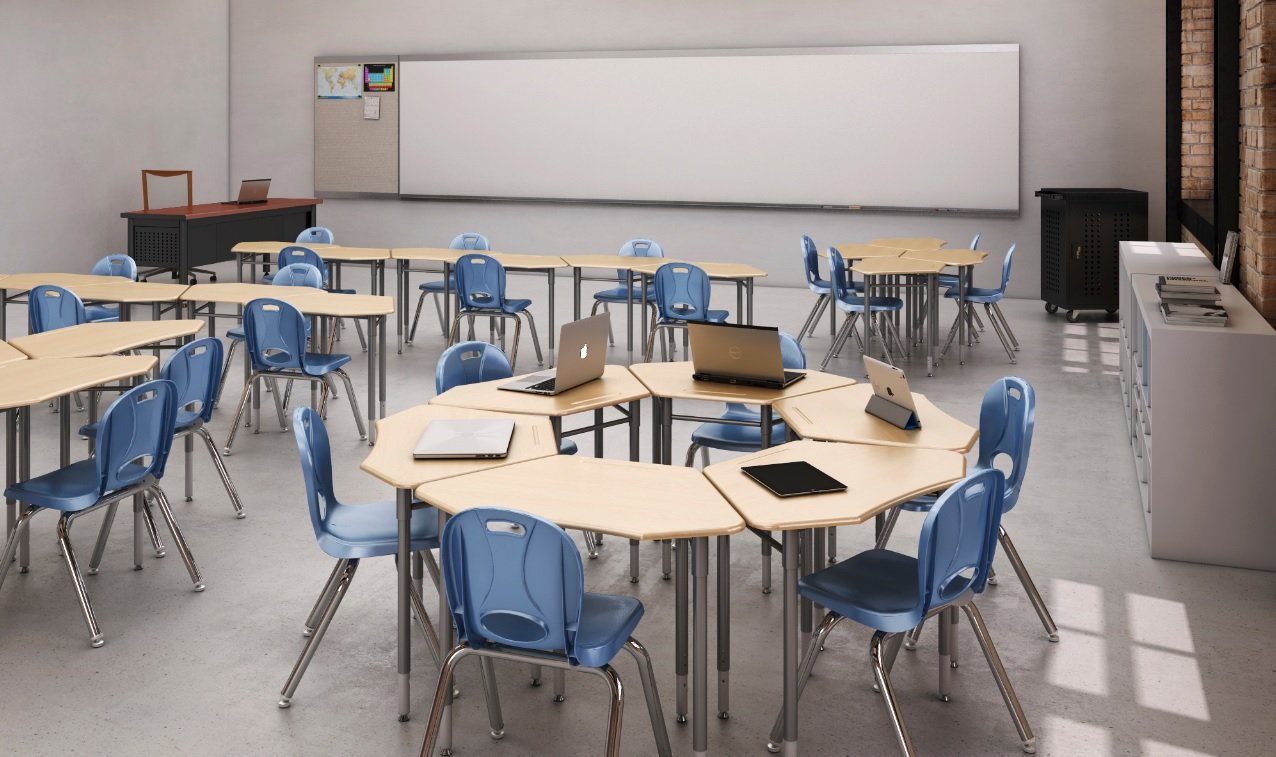 Learniture LNT-116-CSW-SB Learniture Structure Series Stackable School Chairs for Classroom, 16" Seat Height, Blue, Pack of 4