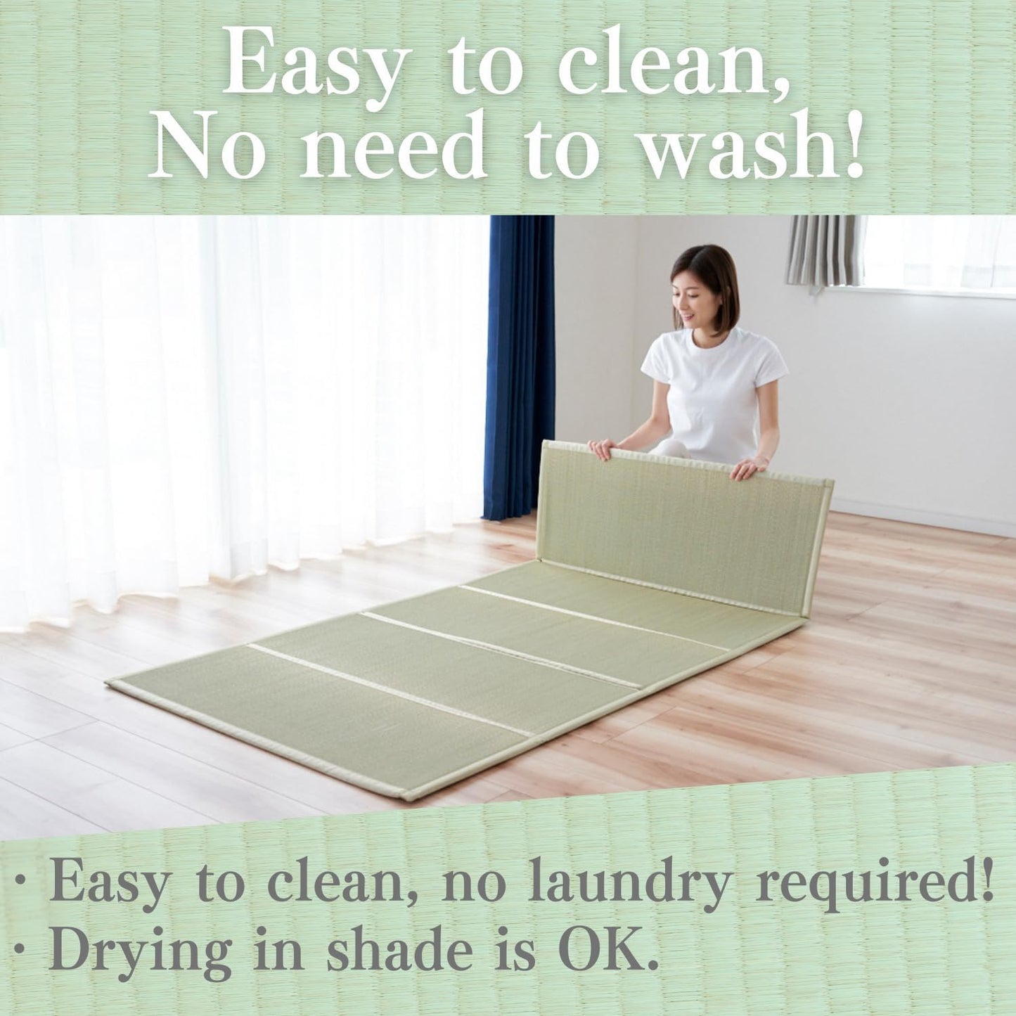 BJDesign Japanese Tatami Mat (Igusa Mattress), Foldable, Rush Grass, Floor Sleeping Japanese Futon Mattress Meditation Yoga Zen (Full XL)